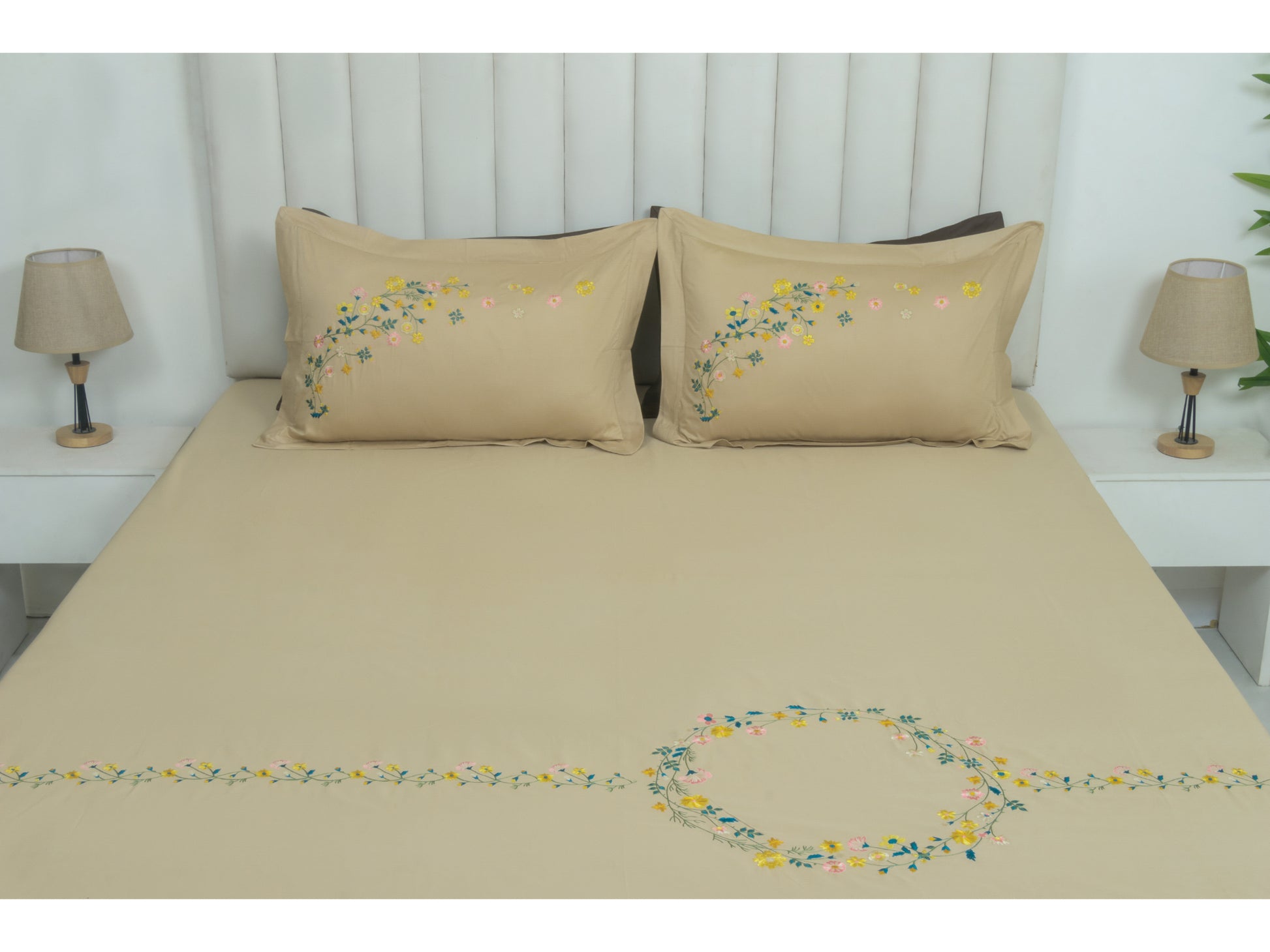 EMBROIDERY BEDSHEET 100% COTTON (3PCS) - Bedding Bliss