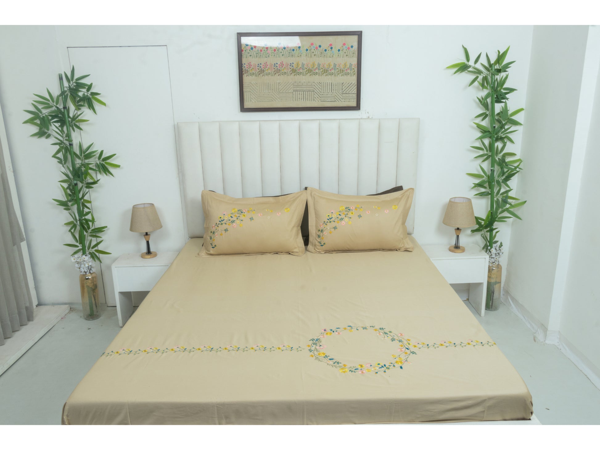 EMBROIDERY BEDSHEET 100% COTTON (3PCS) - Bedding Bliss