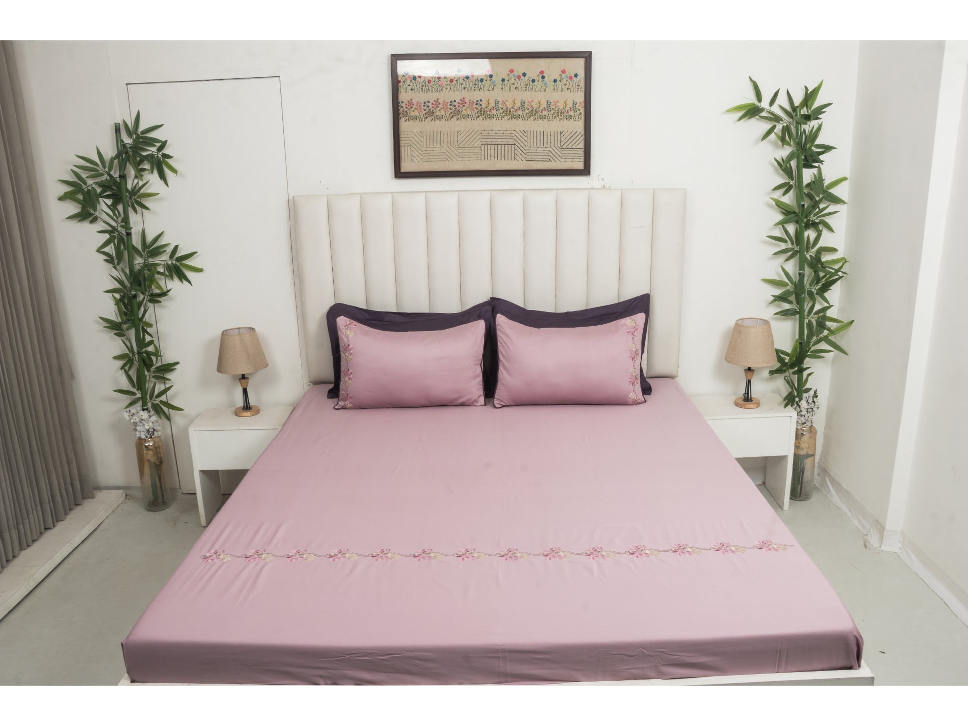 EMBROIDERY BEDSHEET 100% COTTON (3PCS) - Bedding Bliss