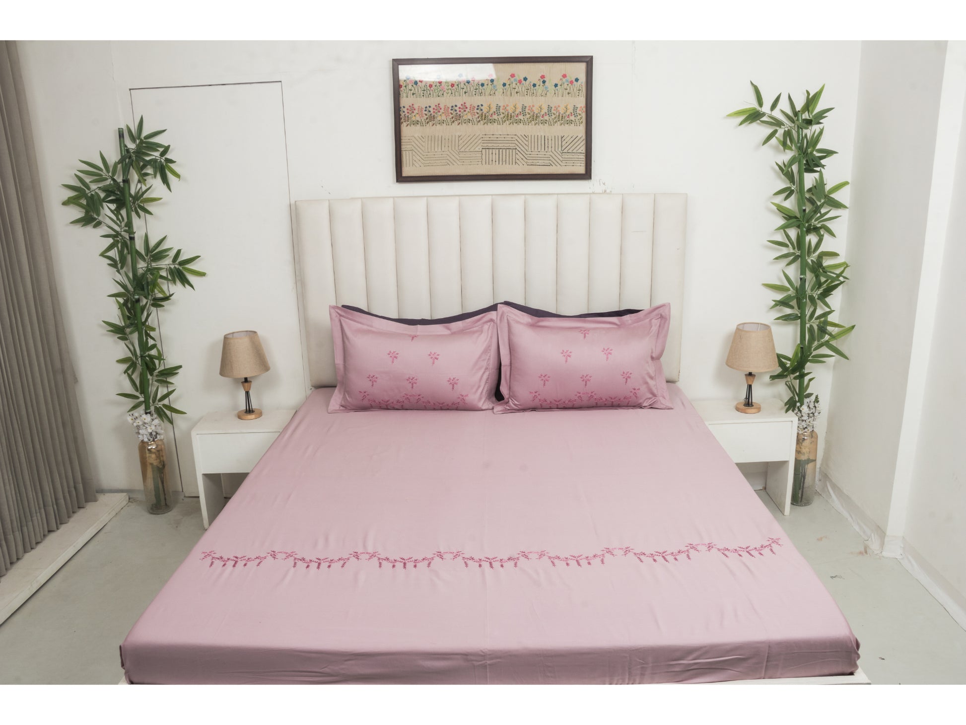 EMBROIDERY BEDSHEET 100% COTTON (3PCS) - Bedding Bliss