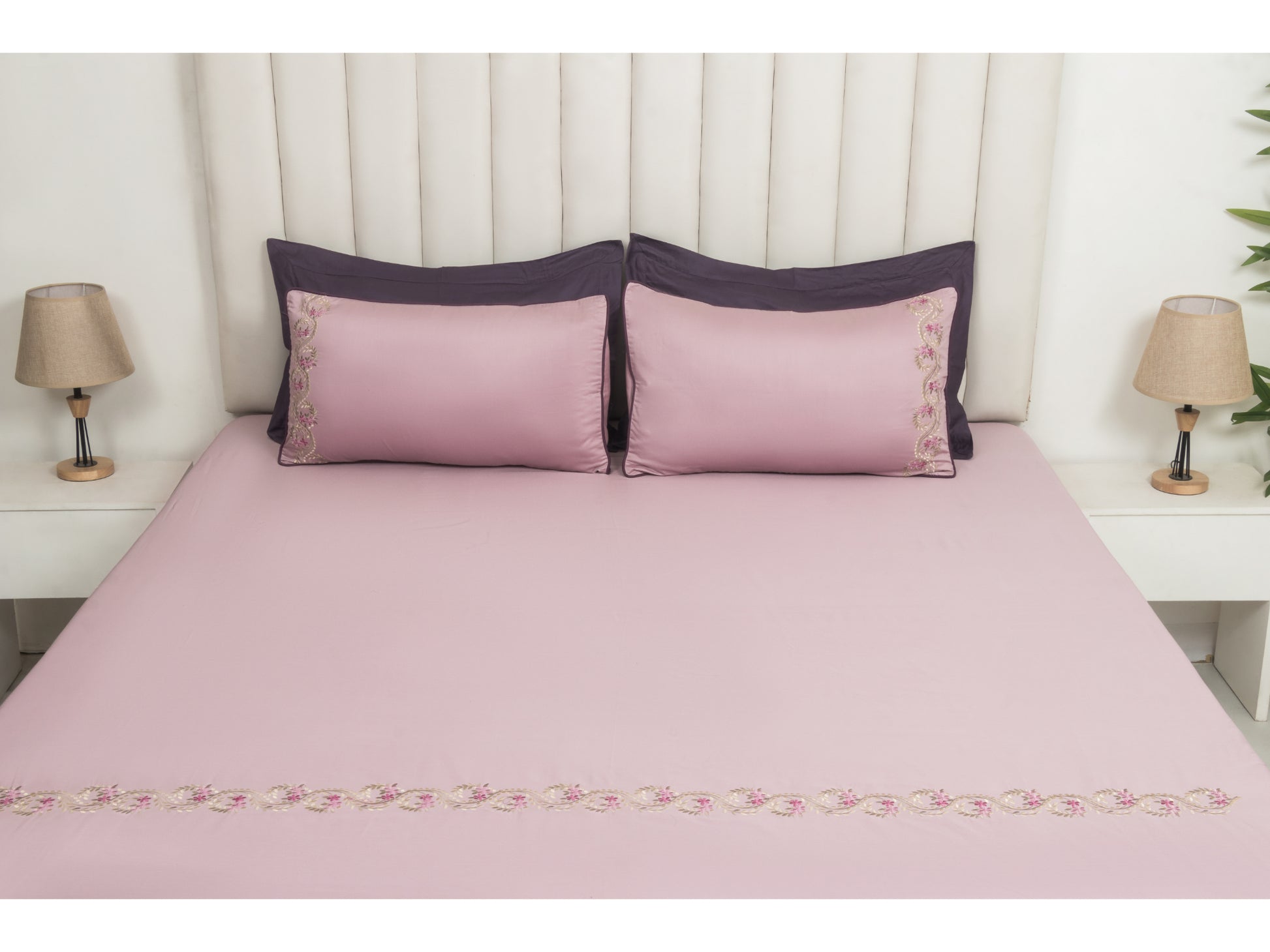 EMBROIDERY BEDSHEET 100% COTTON (3PCS) - Bedding Bliss
