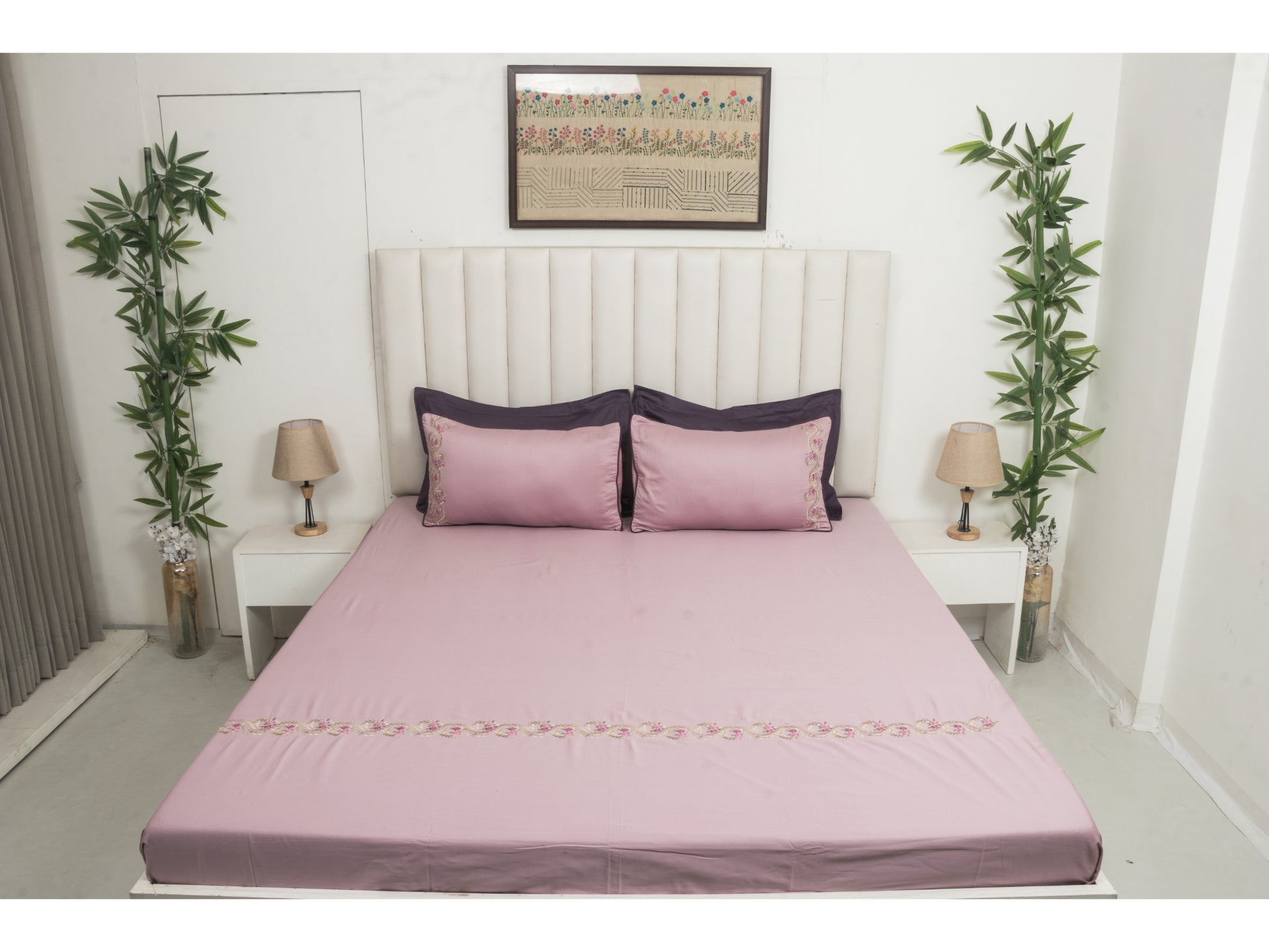 EMBROIDERY BEDSHEET 100% COTTON (3PCS) - Bedding Bliss