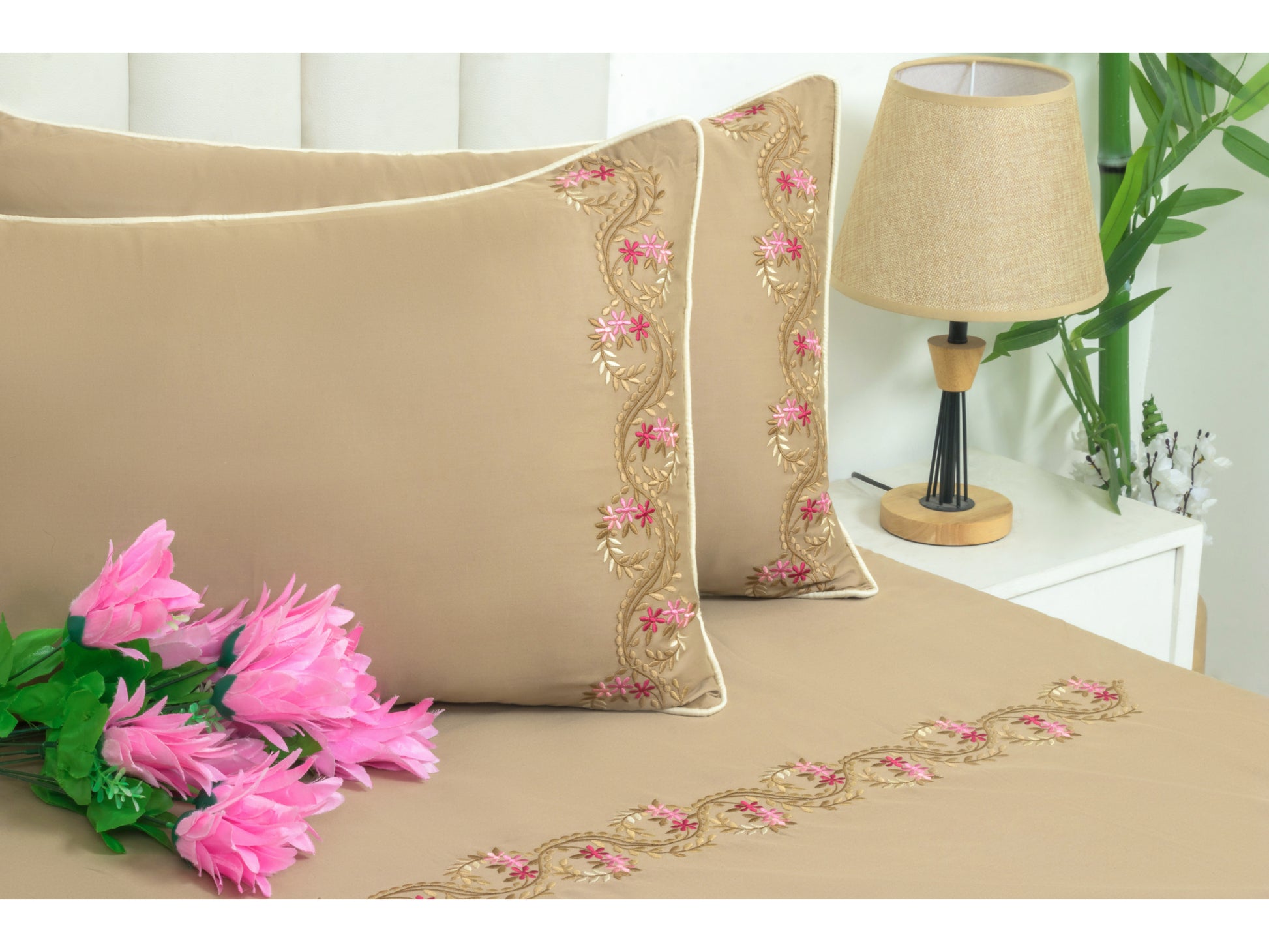 EMBROIDERY BEDSHEET 100% COTTON (3PCS) - Bedding Bliss