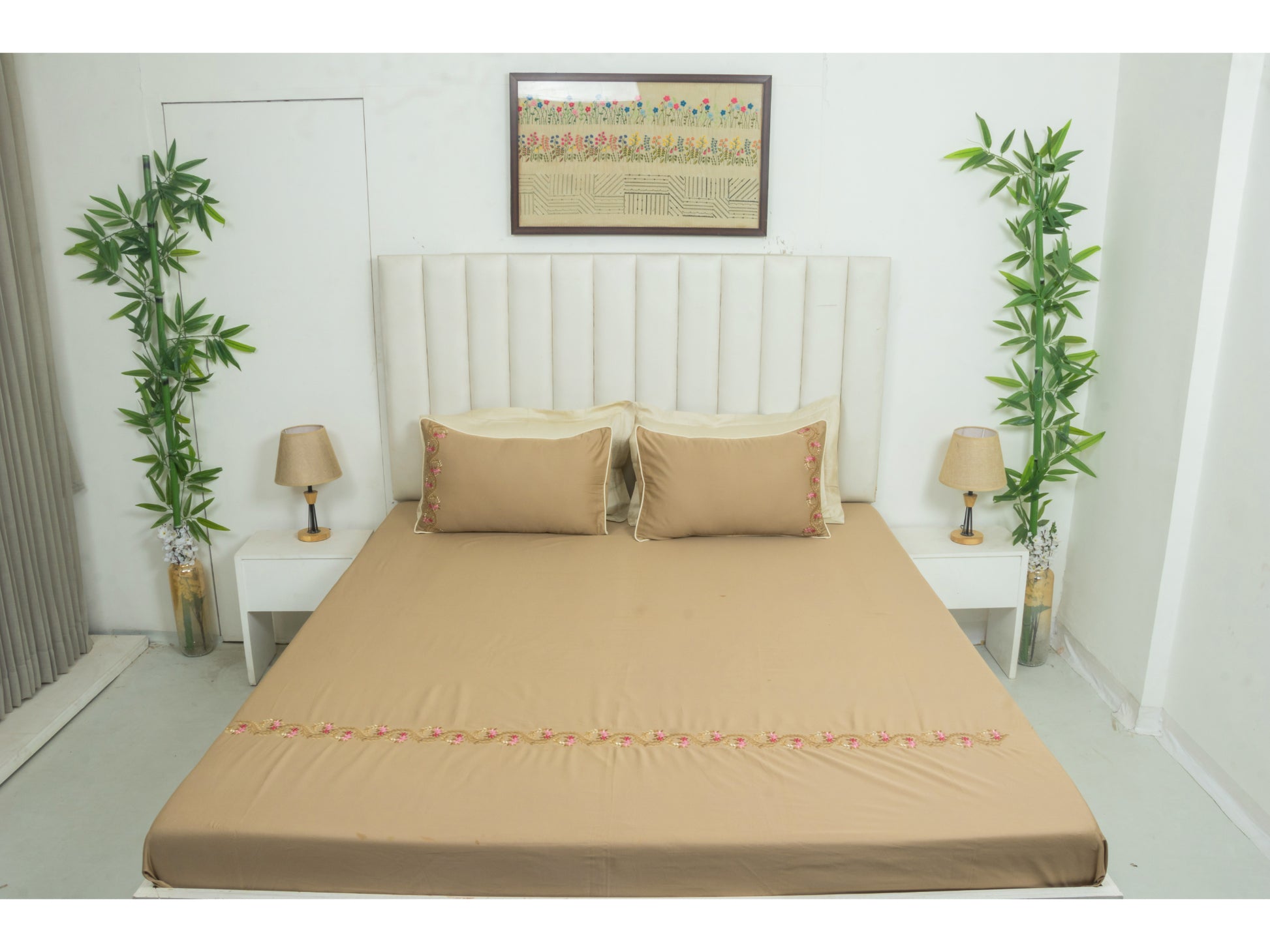 EMBROIDERY BEDSHEET 100% COTTON (3PCS) - Bedding Bliss