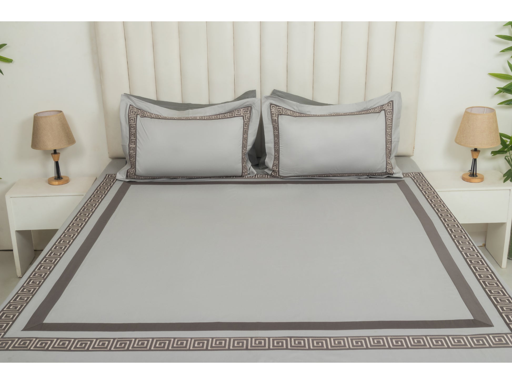 PATCH X EMBROIDERY WORK BEDSHEET 100% COTTON (3 PCS) - Bedding Bliss