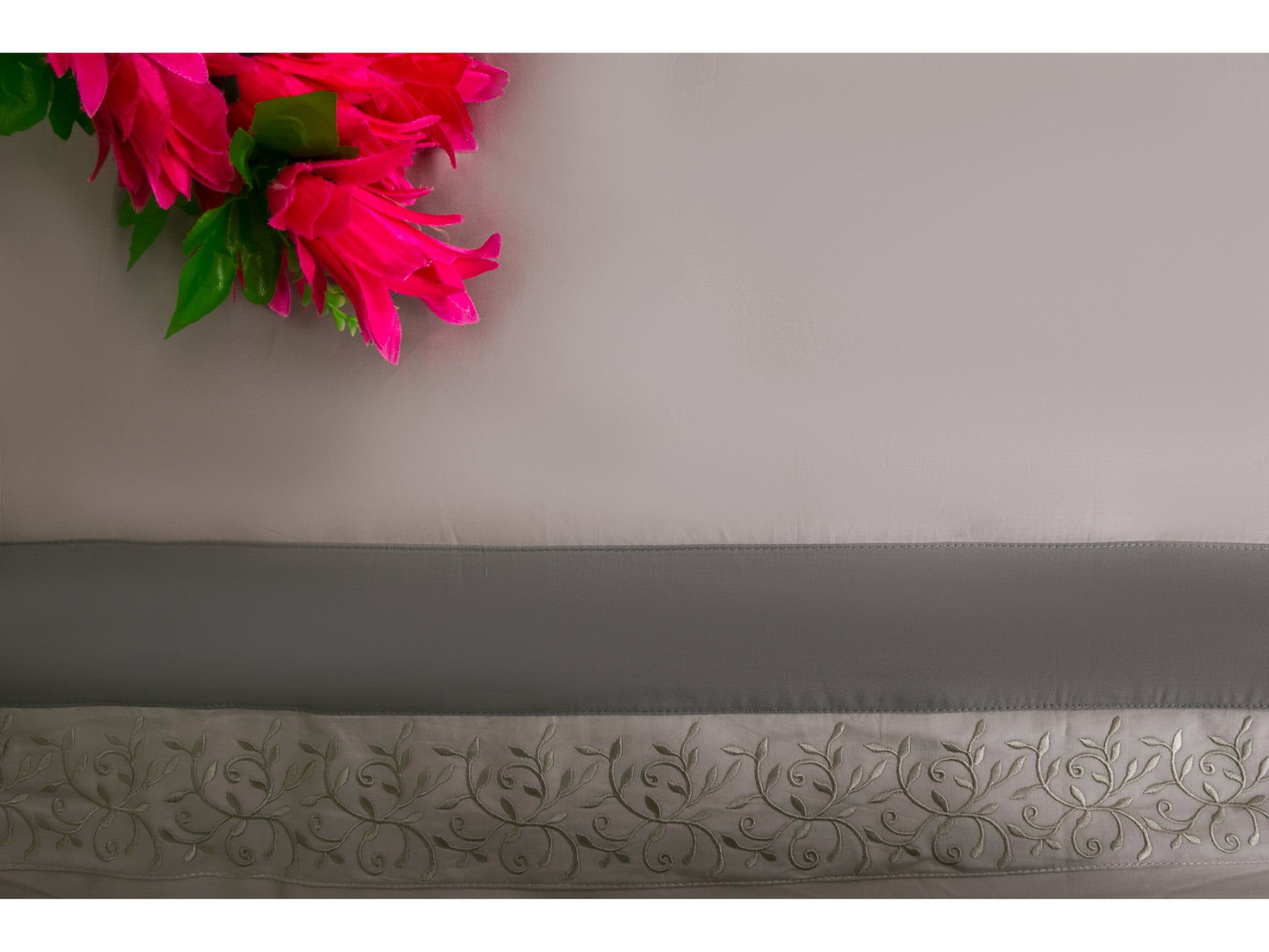 EMBROIDERY BEDDING SET 100% COTTON (9PCS,SMOKE GRAY) - Bedding Bliss