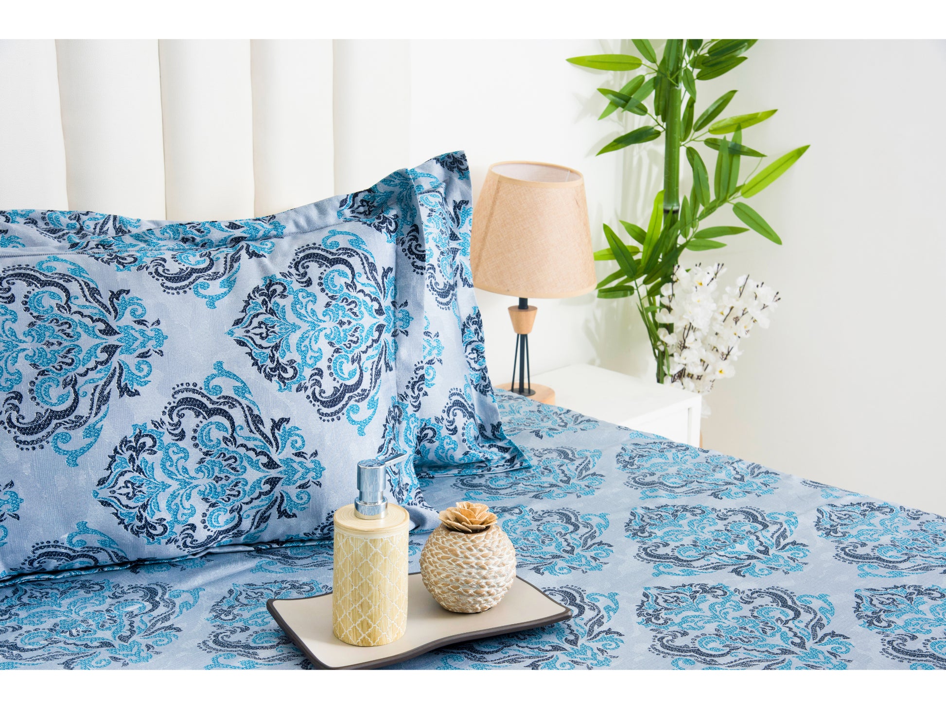 GUARANTEED PRINTED BEDSHEET 100% COTTON (3PCS, BLUE) - Bedding Bliss
