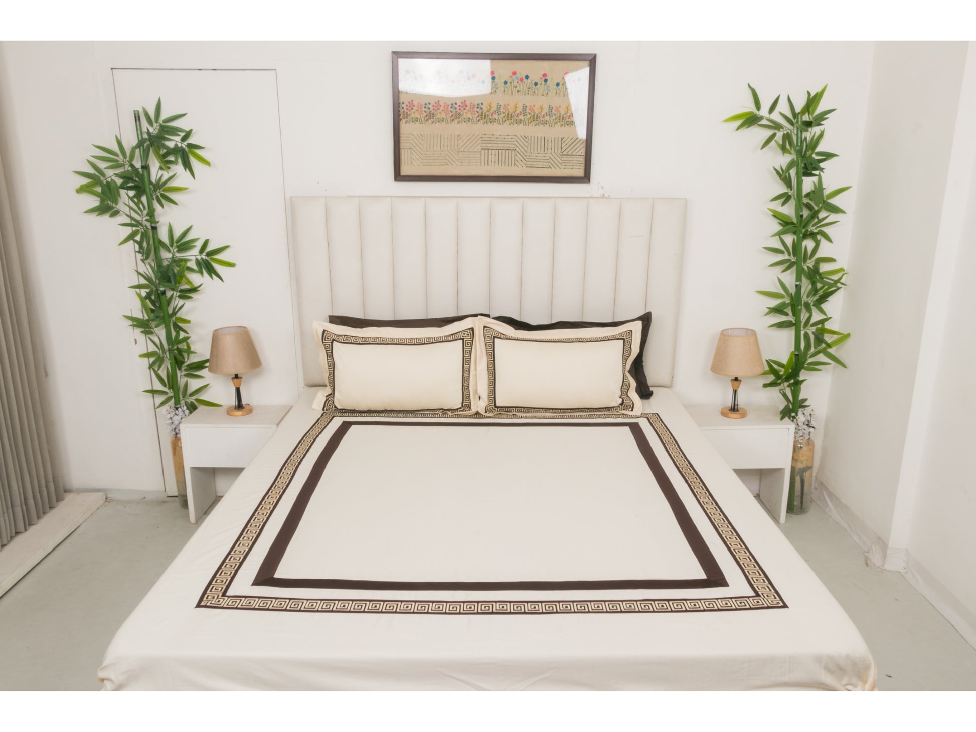 PATCH X EMBROIDERY WORK BEDSHEET 100% COTTON (3 PCS) - Bedding Bliss