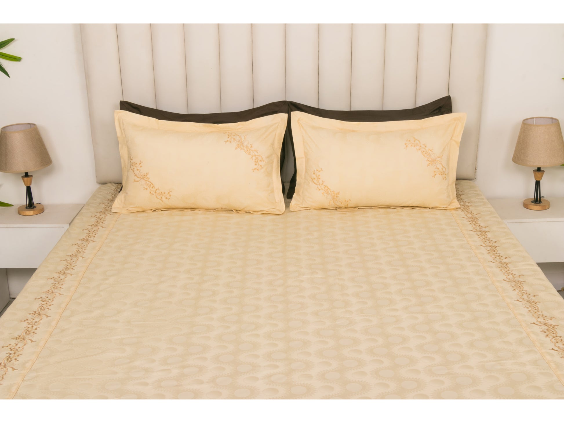 JACQUARD BEDSHEET 100% COTTON (PEARL, 3PCS) - Bedding Bliss