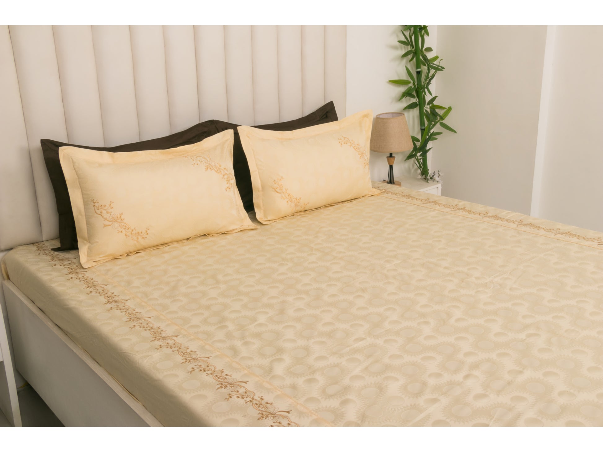 JACQUARD BEDSHEET 100% COTTON (PEARL, 3PCS) - Bedding Bliss
