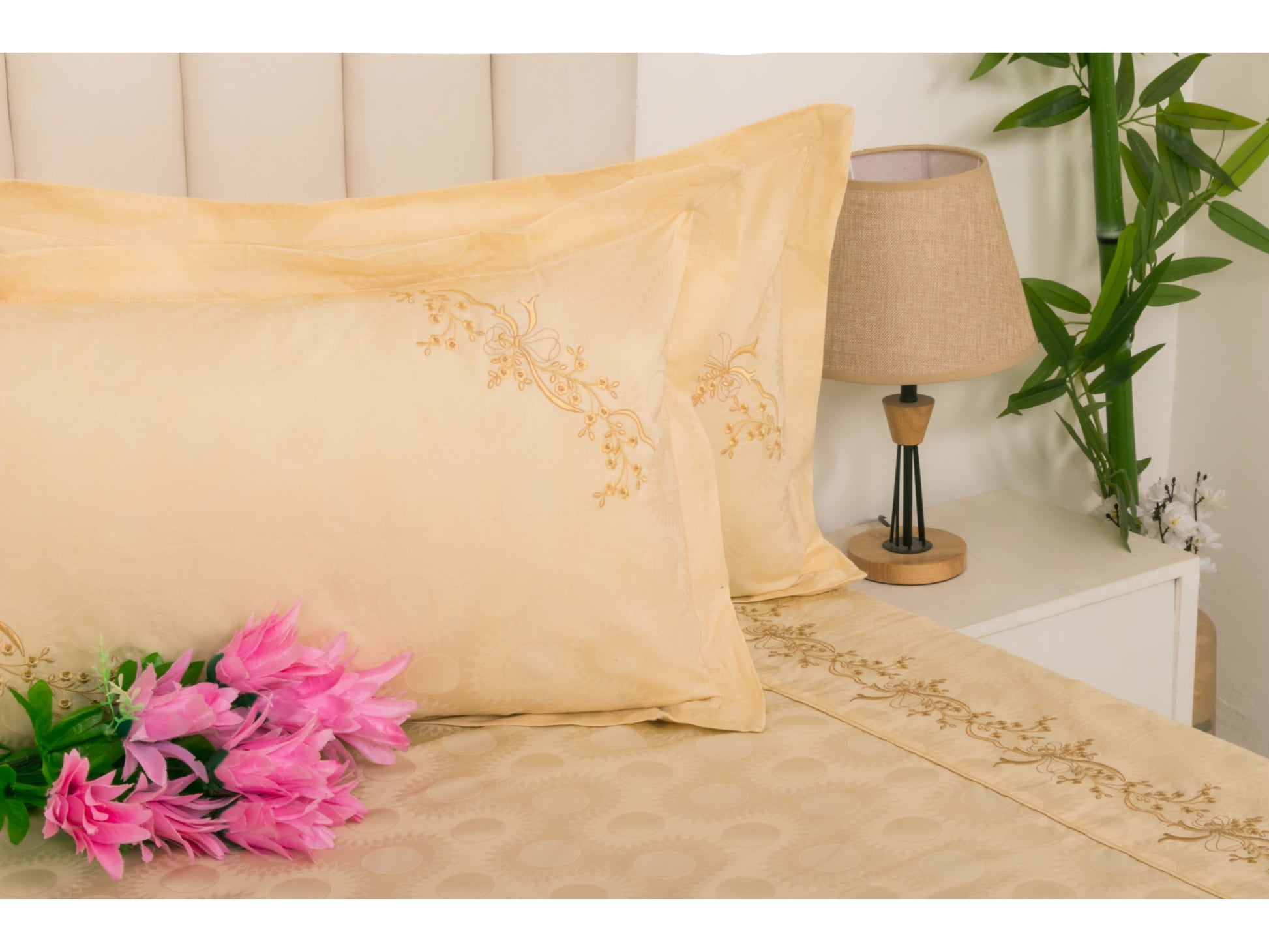JACQUARD BEDSHEET 100% COTTON (PEARL, 3PCS) - Bedding Bliss