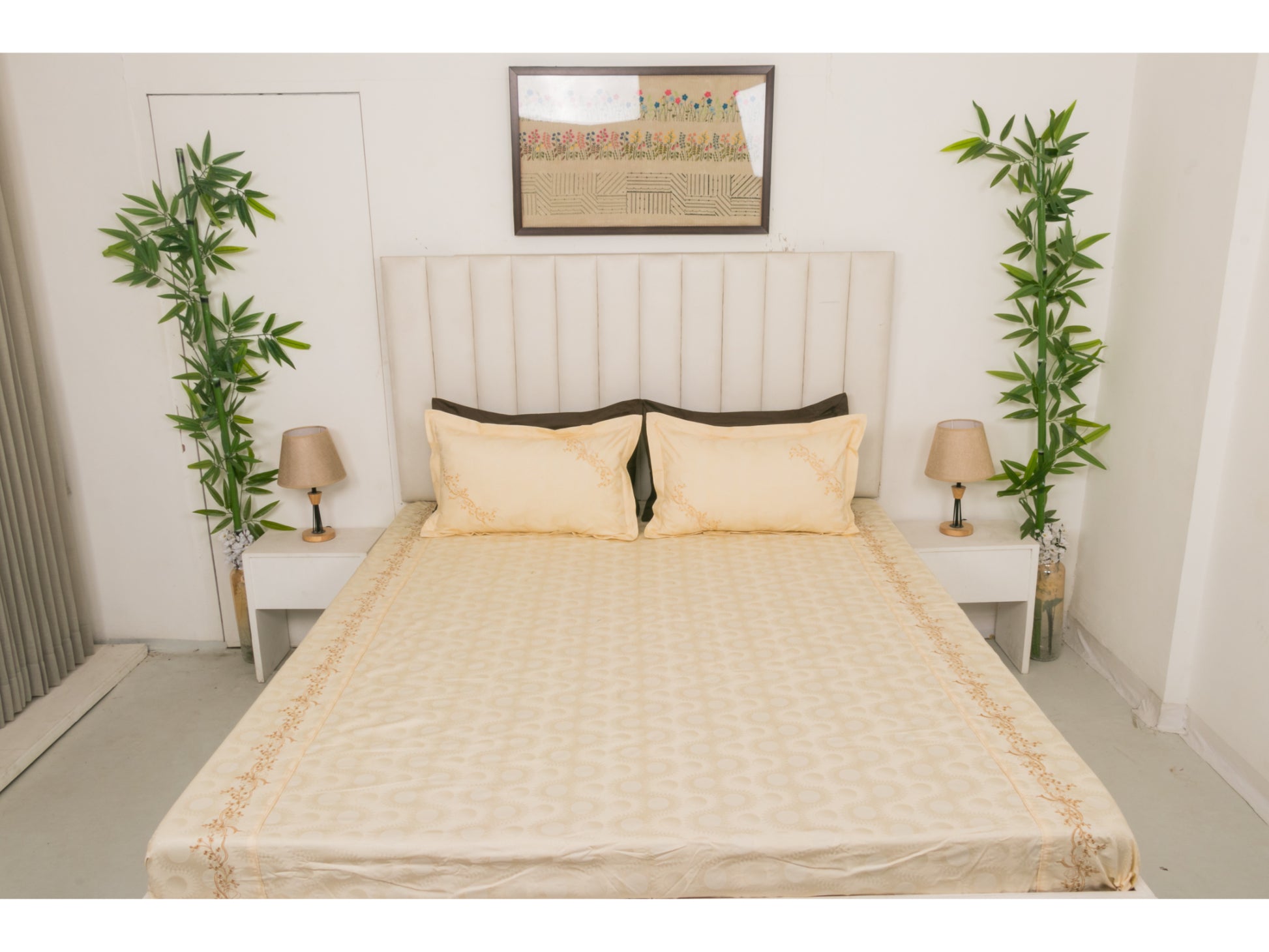 JACQUARD BEDSHEET 100% COTTON (PEARL, 3PCS) - Bedding Bliss