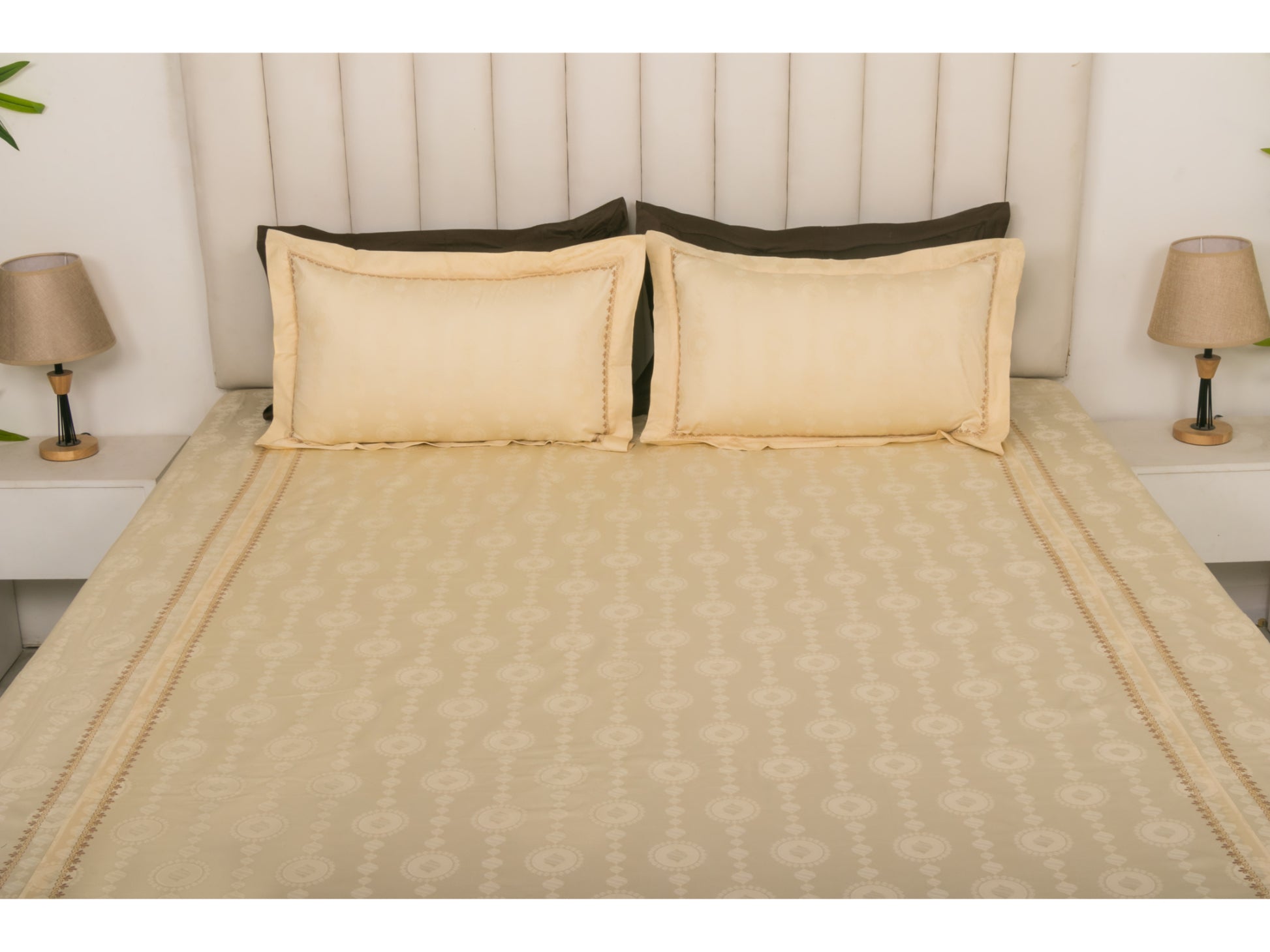 JACQUARD BEDSHEET 100% COTTON (PEARL, 3PCS) - Bedding Bliss