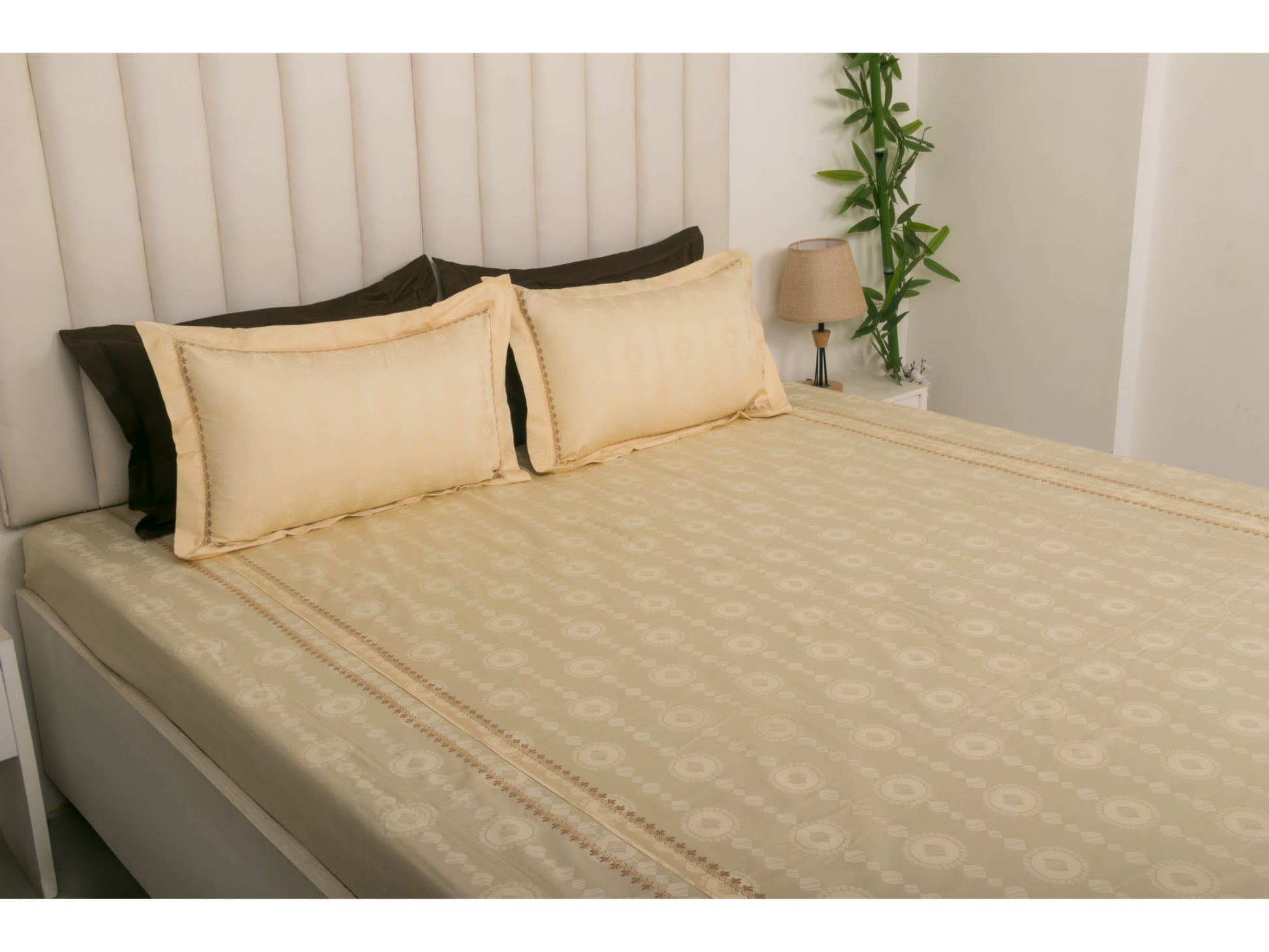 JACQUARD BEDSHEET 100% COTTON (PEARL, 3PCS) - Bedding Bliss