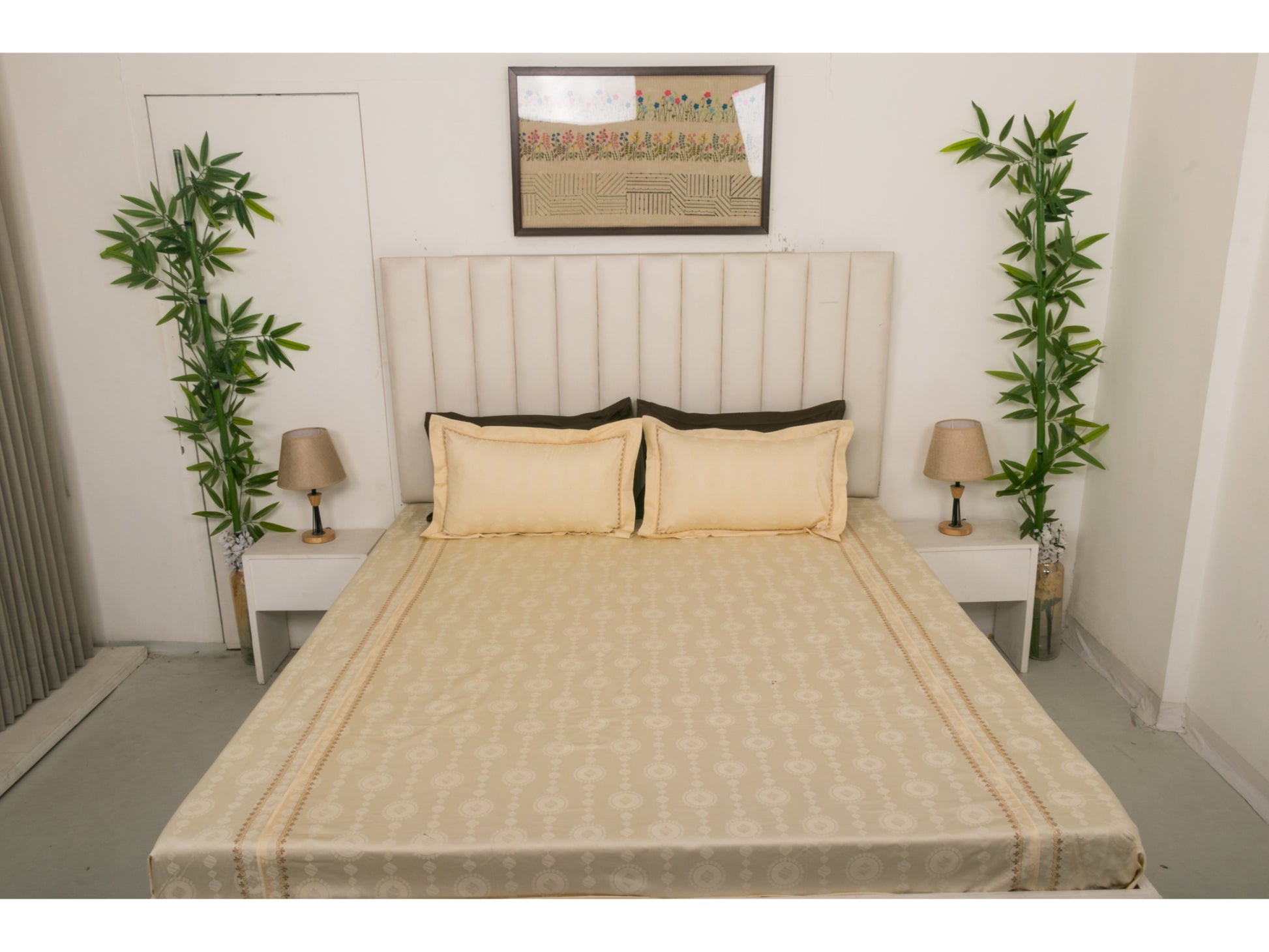 JACQUARD BEDSHEET 100% COTTON (PEARL, 3PCS) - Bedding Bliss