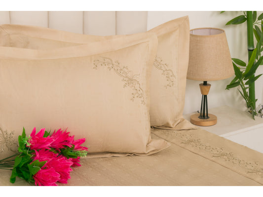 JACQUARD BEDSHEET 100% COTTON (BEIGE, 3PCS) - Bedding Bliss