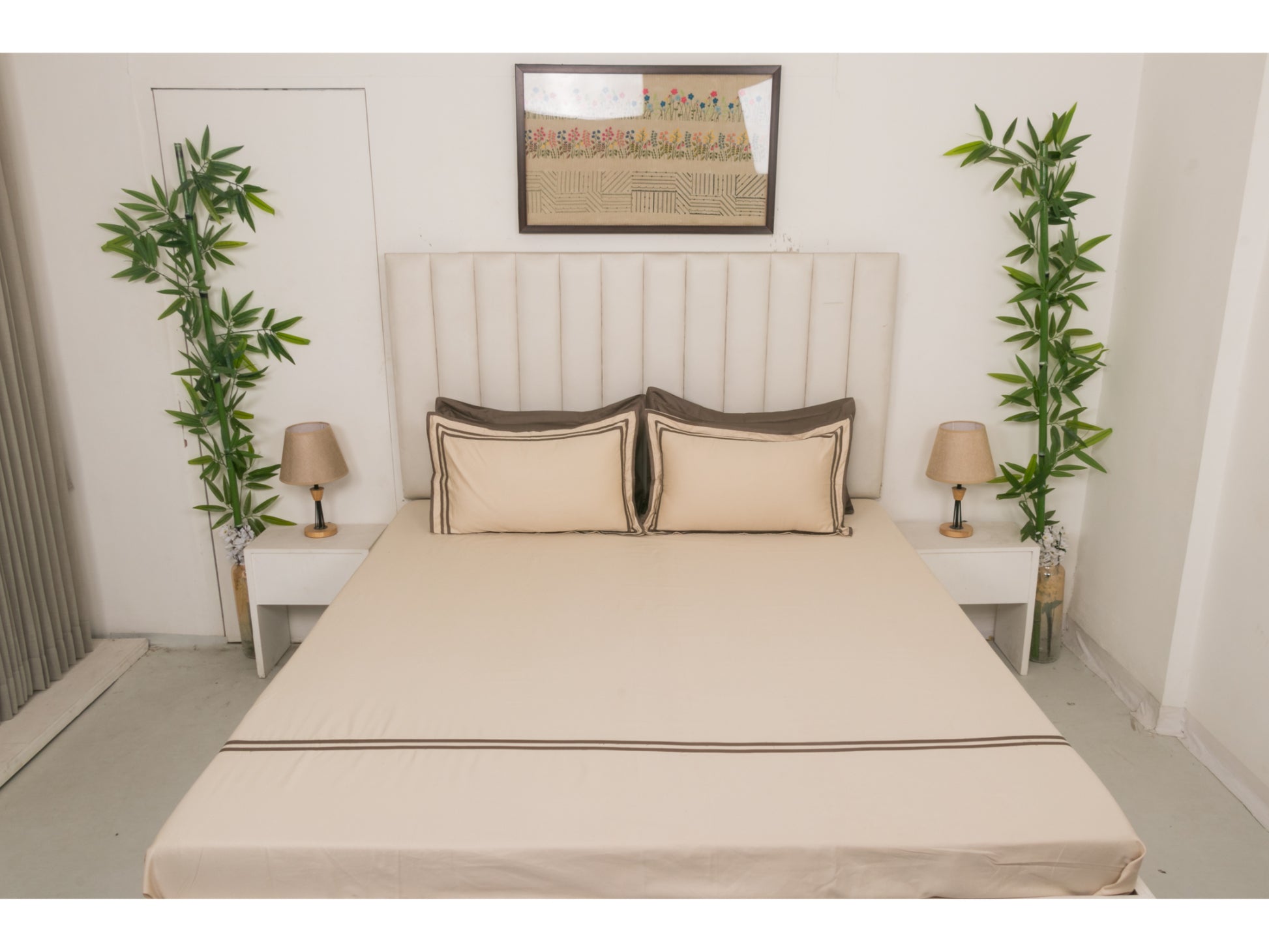 PATCH X EMBROIDERY WORK BEDSHEET 100% COTTON (3 PCS) - Bedding Bliss