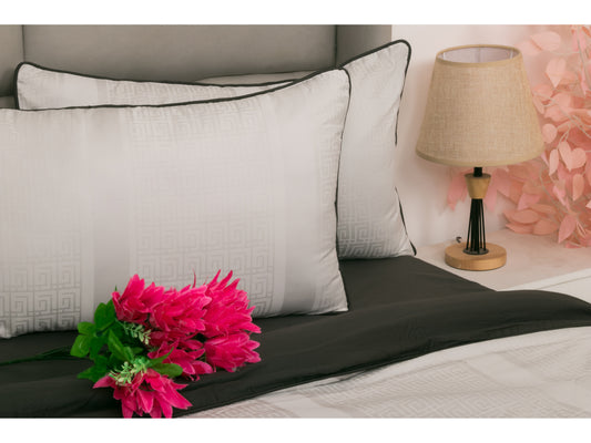 JACQUARD BEDDING SET BEDDING SET 100% COTTON (SMOKE GREY, 7 PCS) - Bedding Bliss