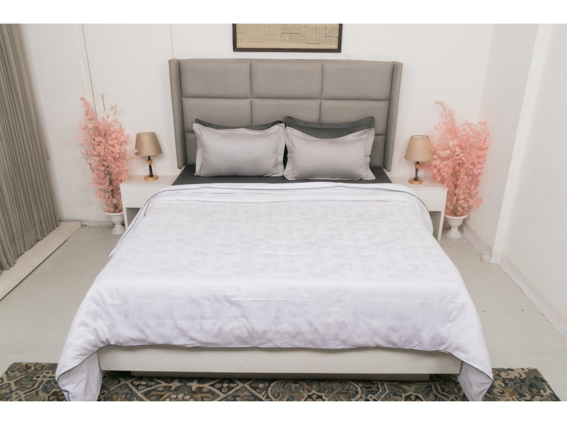 JACQUARD BEDDING SET BEDDING SET 100% COTTON (WHITE, 7 PCS) - Bedding Bliss