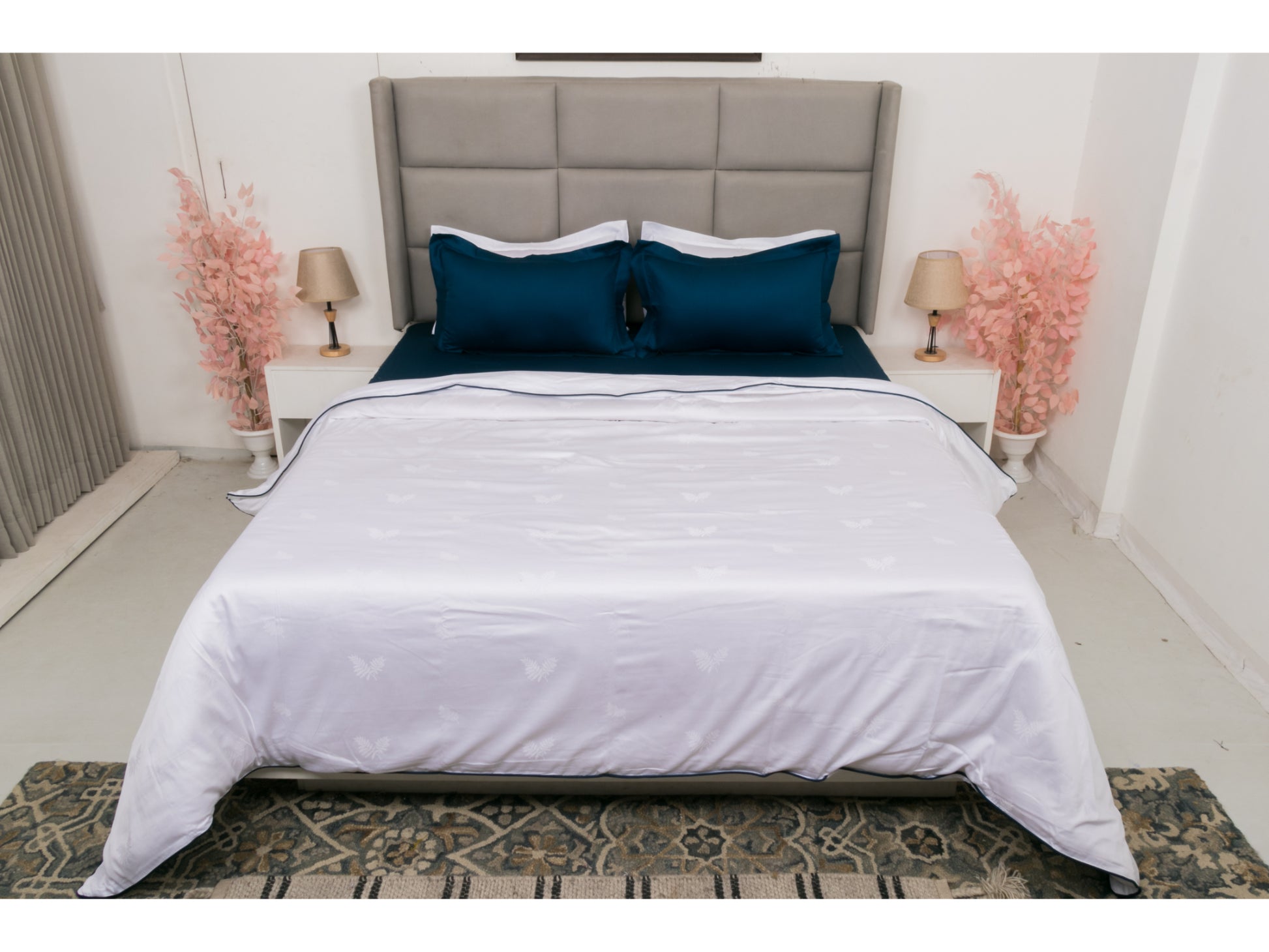 JACQUARD BEDDING SET BEDDING SET 100% COTTON (WHITE 2, 7 PCS) - Bedding Bliss
