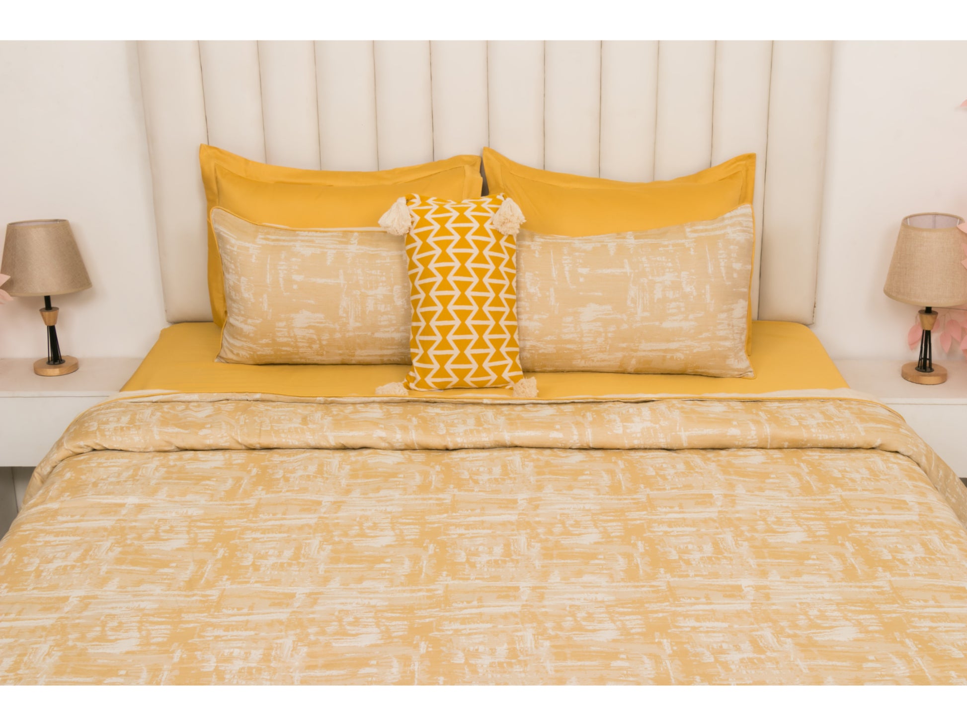 JACQUARD BEDDING SET BEDDING SET 100% COTTON (GOLD, 9 PCS) - Bedding Bliss