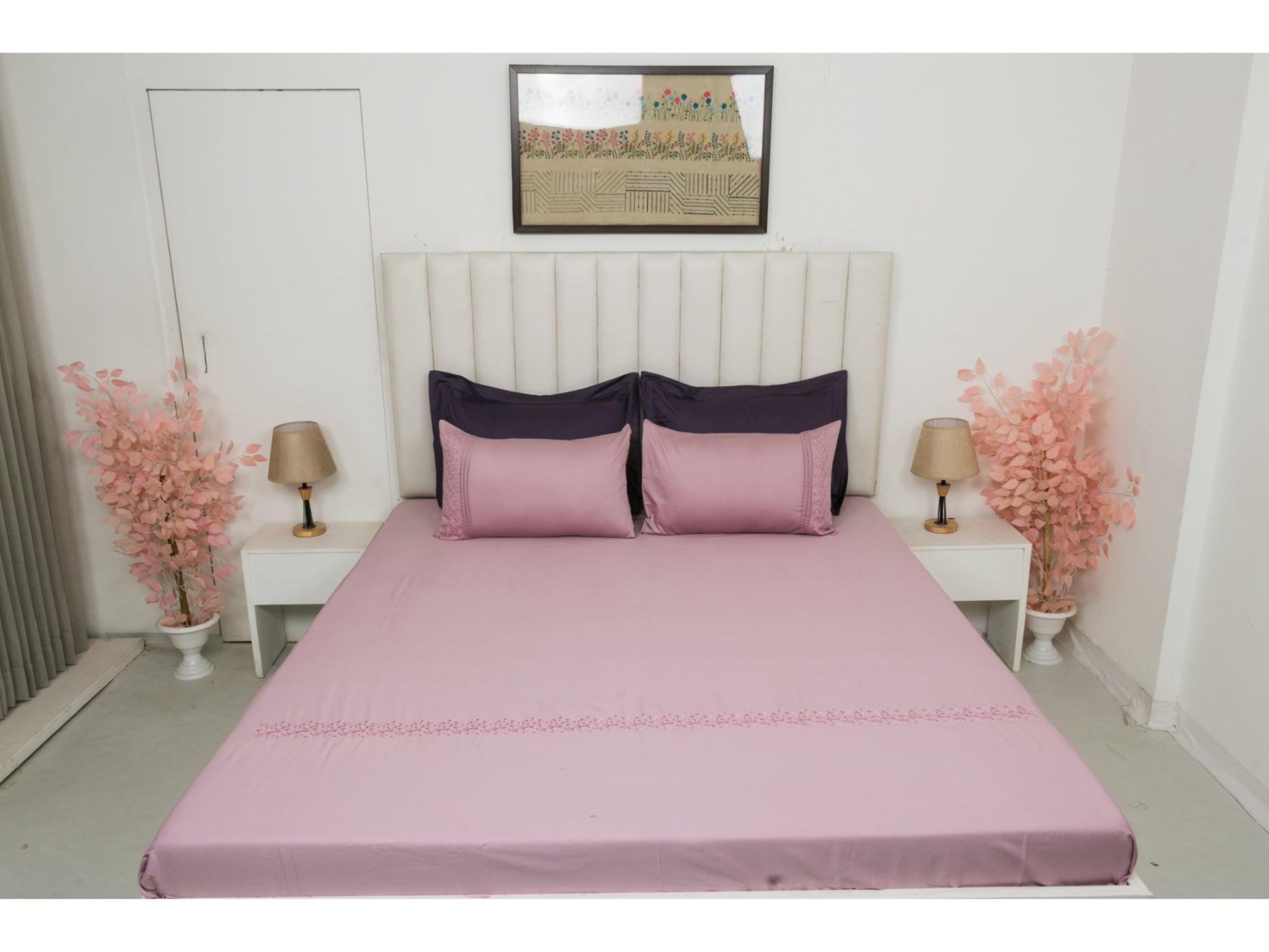 EMBROIDERY BEDSHEET 100% COTTON (3PCS) - Bedding Bliss