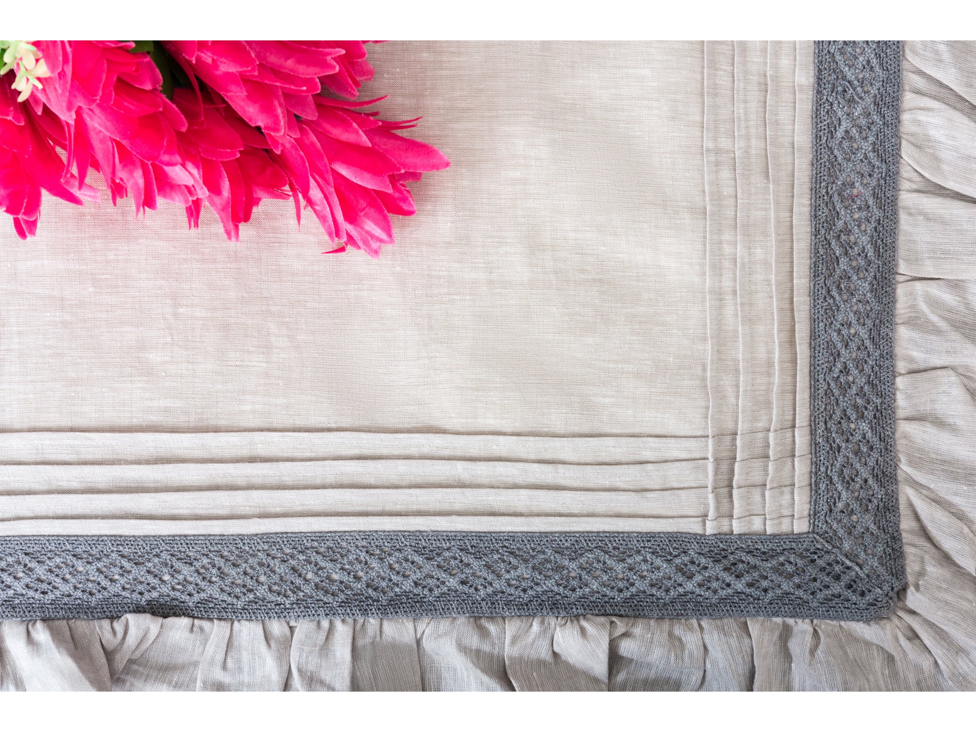 LINEN x FRILL BEDDING SET BEDDING SET 100% COTTON (SMOKE GREY, 9 PCS) - Bedding Bliss