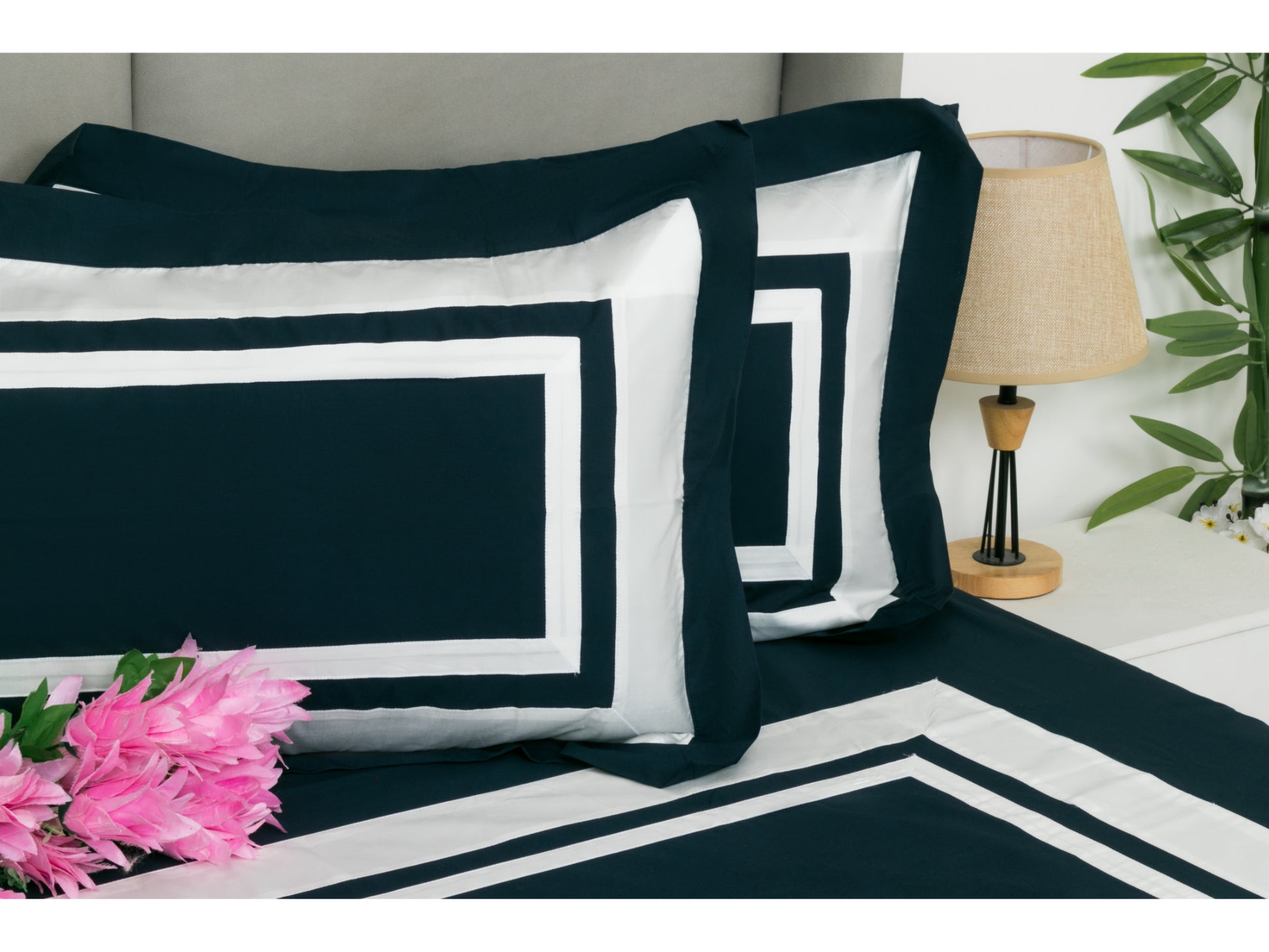 PATCH WORK BEDSHEET 100% COTTON (3 PCS, NAVY BLUE ) - Bedding Bliss