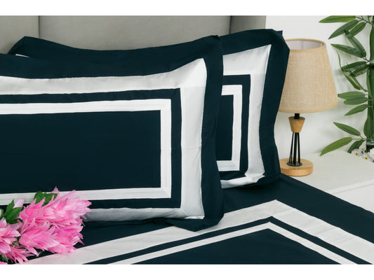 PATCH WORK BEDSHEET 100% COTTON (3 PCS, NAVY BLUE ) - Bedding Bliss