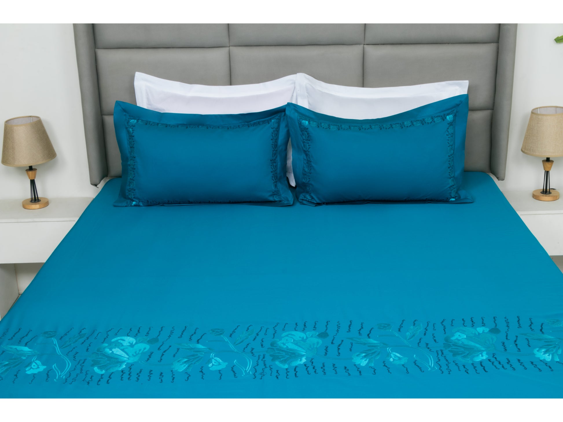 EMBROIDERY BEDSHEET 100% COTTON (3PCS) - Bedding Bliss