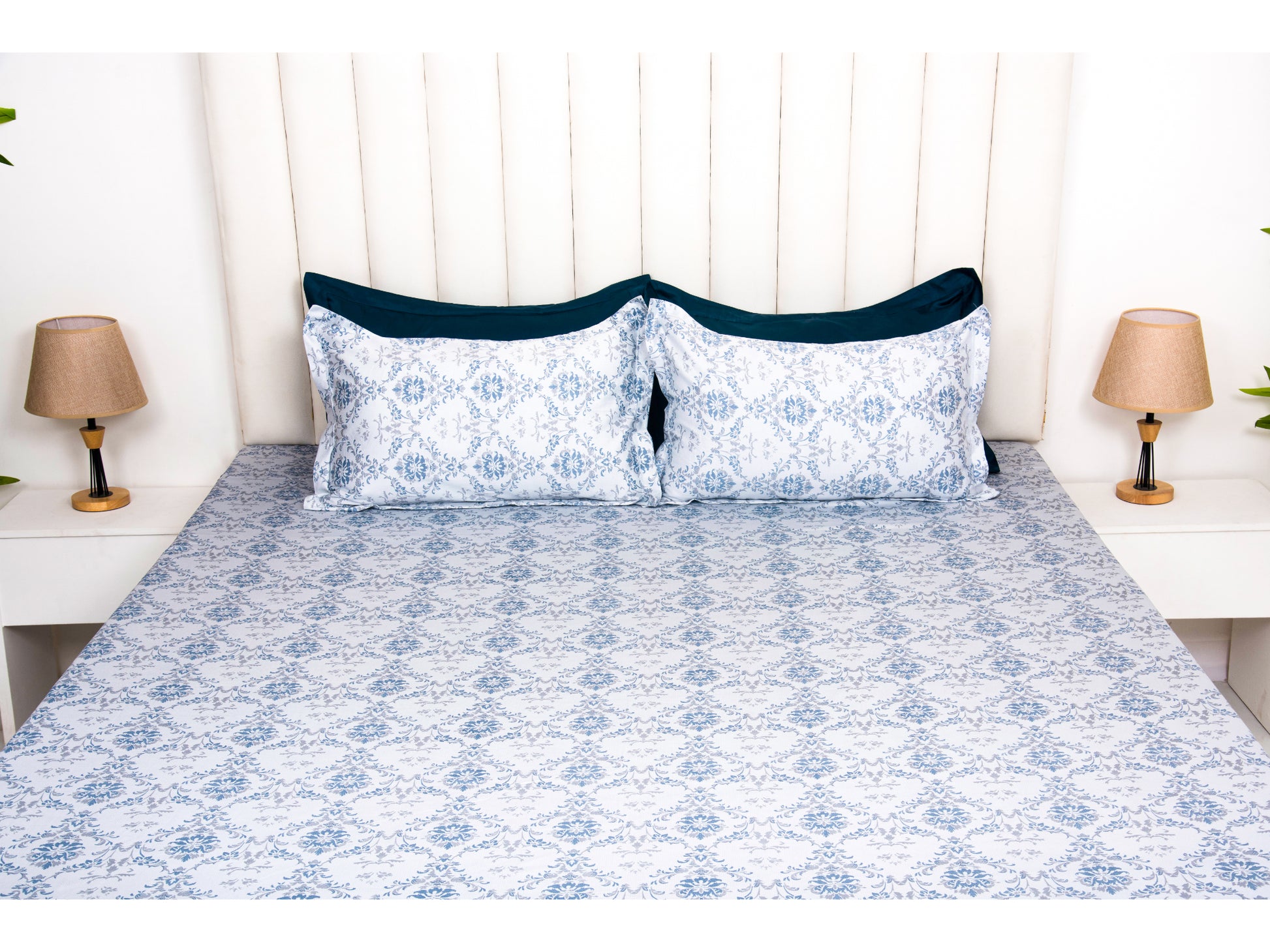GUARANTEED PRINTED BEDSHEET 100% COTTON (3PCS, LIGHT BLUE) - Bedding Bliss