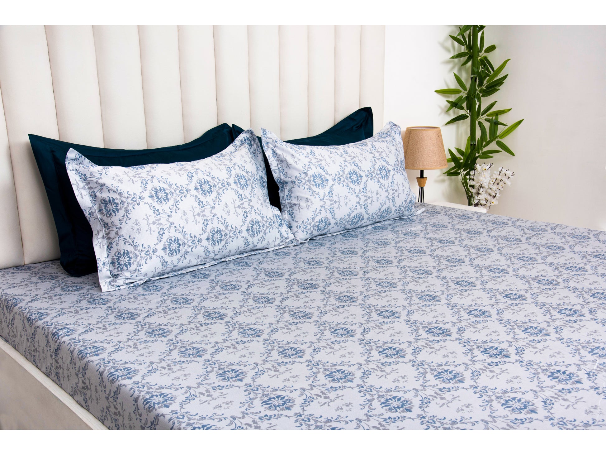 GUARANTEED PRINTED BEDSHEET 100% COTTON (3PCS, LIGHT BLUE) - Bedding Bliss
