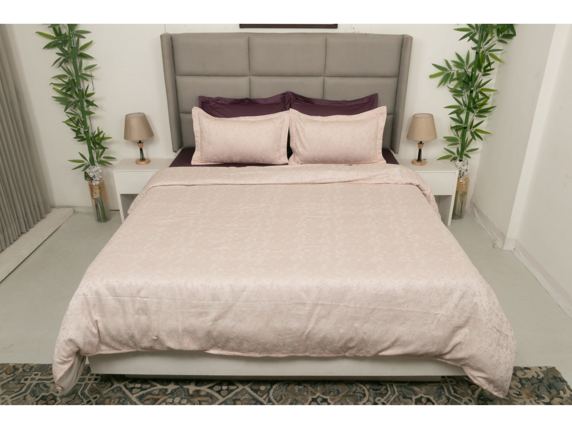 JACQUARD BEDDING SET BEDDING SET 100% COTTON (APPRICOT, 7 PCS) - Bedding Bliss
