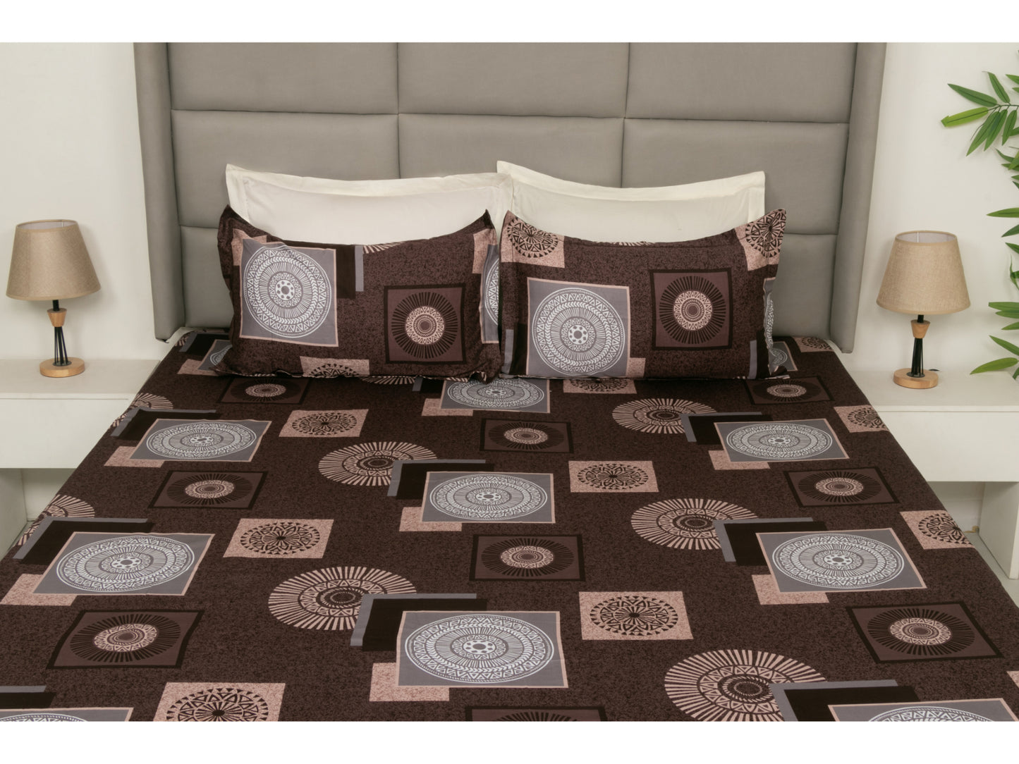 GUARANTEED PRINTED BEDSHEET 100% COTTON (3PCS, BROWN) - Bedding Bliss