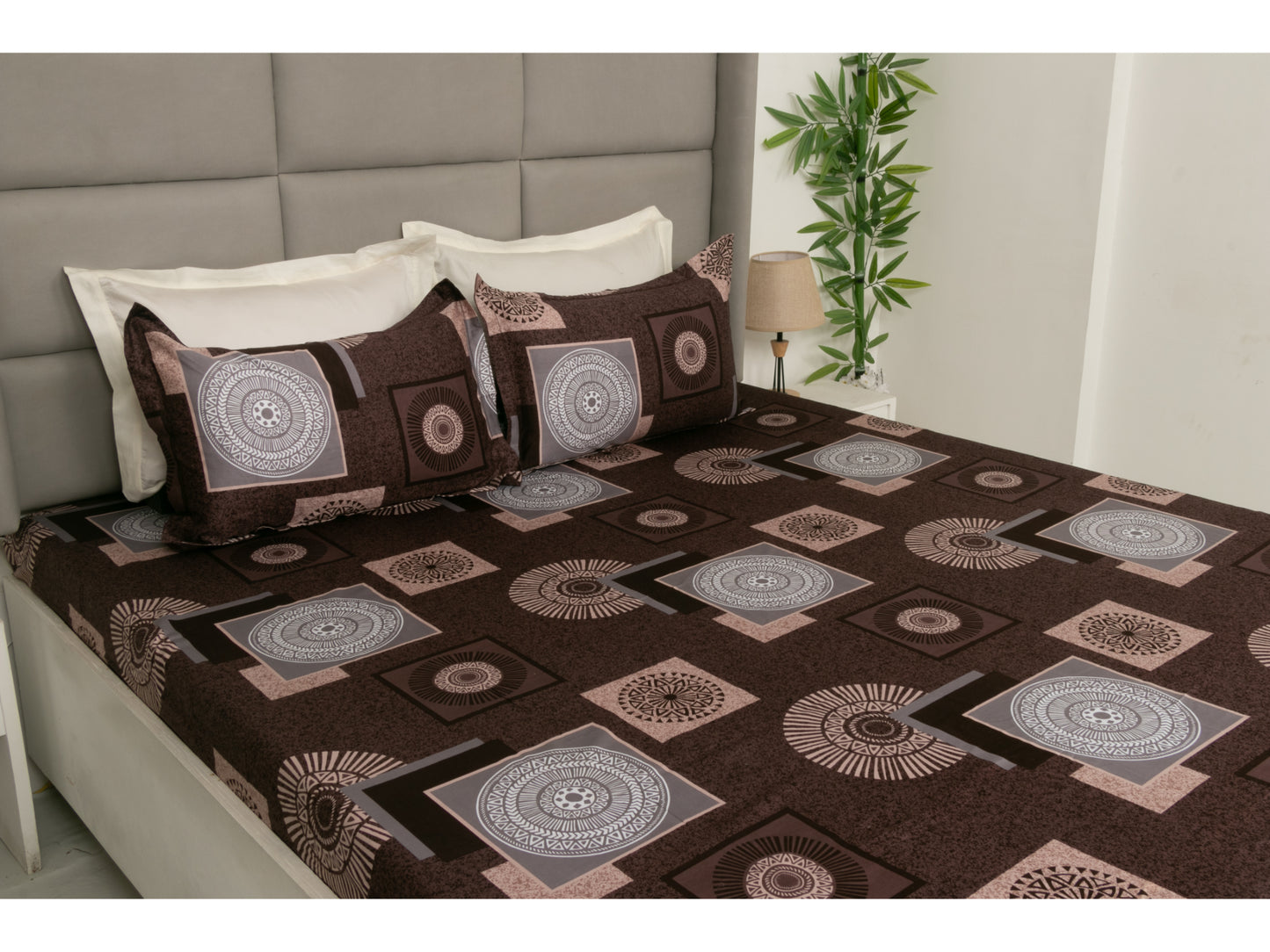 GUARANTEED PRINTED BEDSHEET 100% COTTON (3PCS, BROWN) - Bedding Bliss