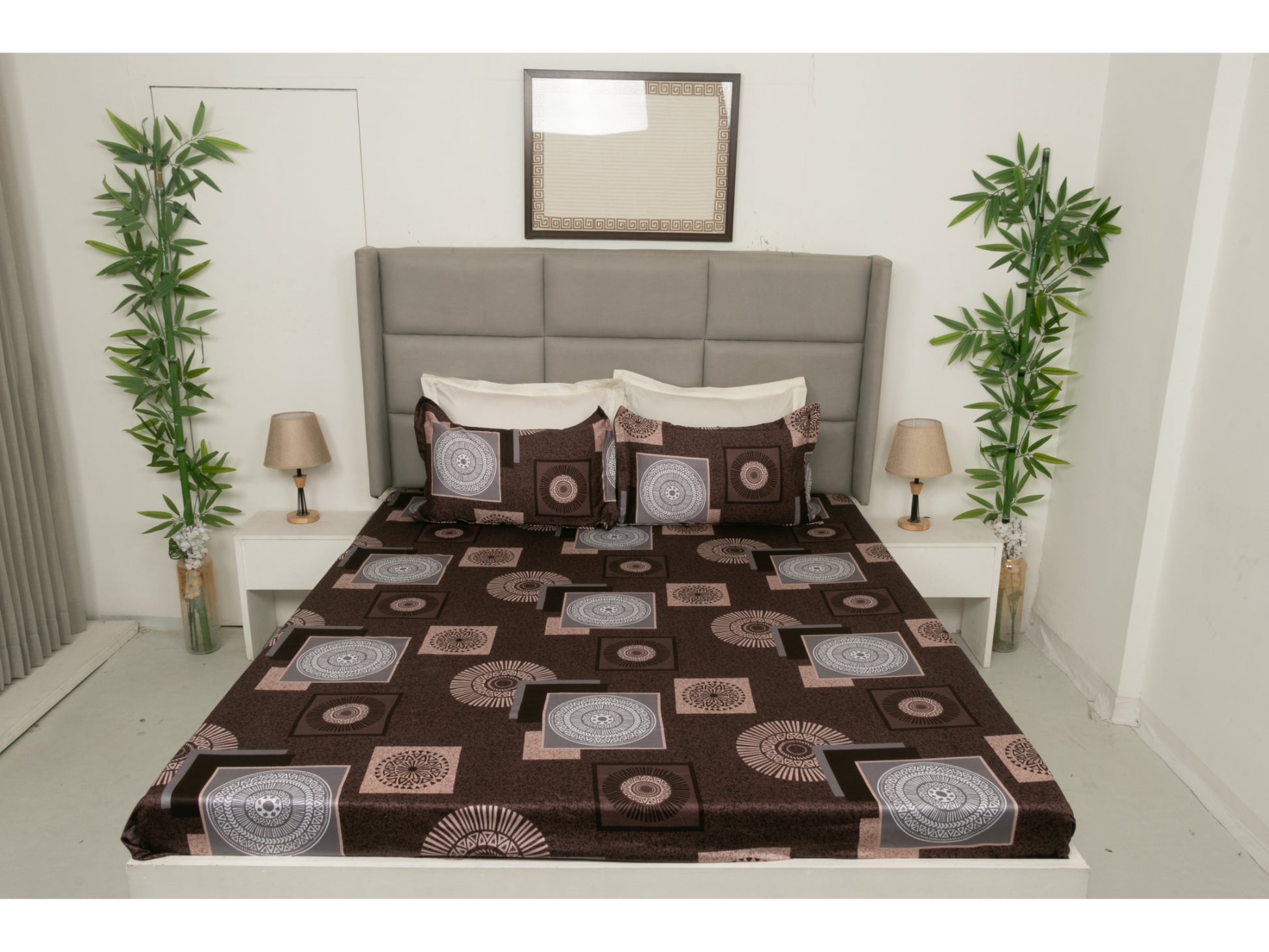 GUARANTEED PRINTED BEDSHEET 100% COTTON (3PCS, BROWN) - Bedding Bliss