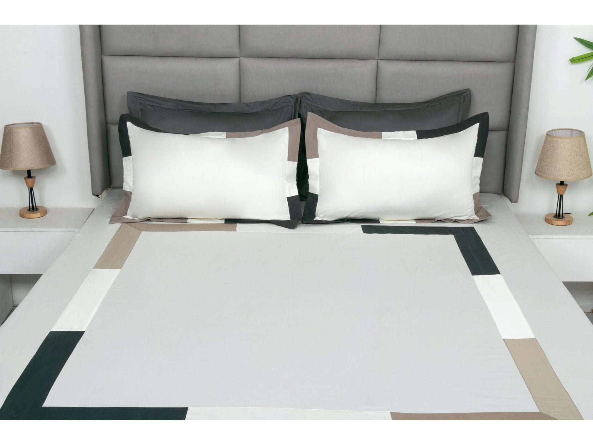 PATCH WORK BEDSHEET 100% COTTON (3 PCS, IVORY) - Bedding Bliss