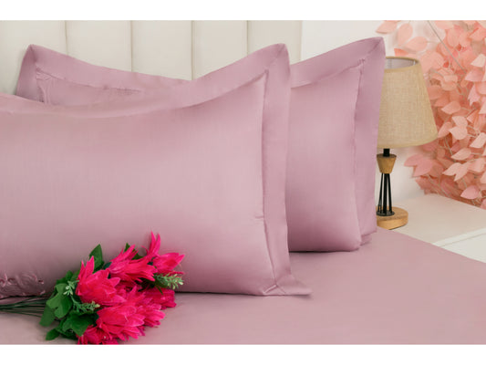 PLAIN BEDSHEET 100% COTTON (CAMEO ROSE, 3PCS) - Bedding Bliss