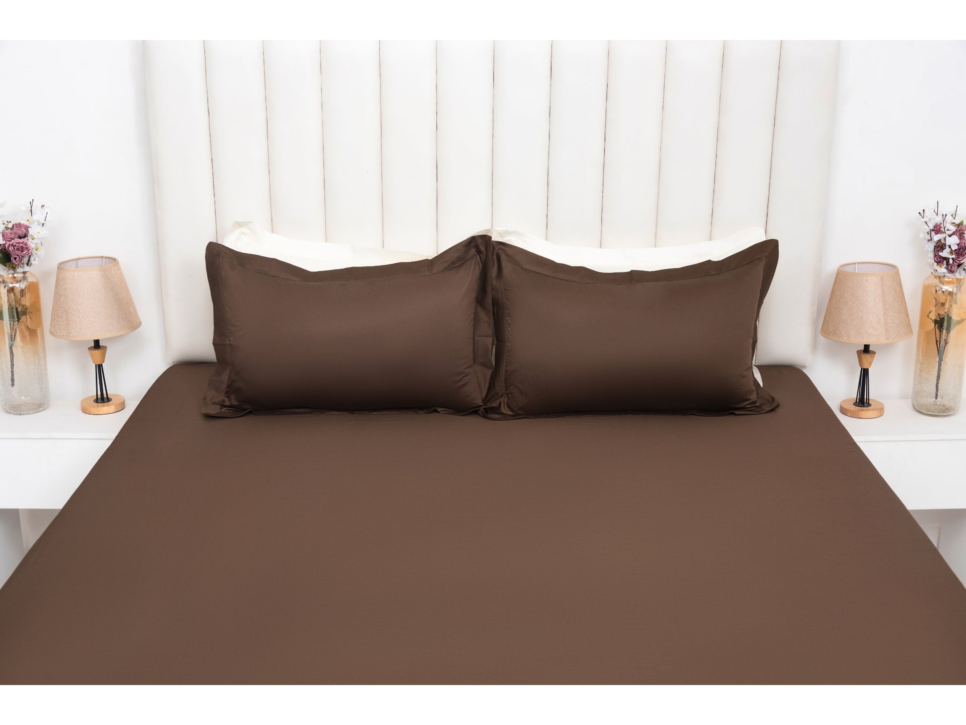 PLAIN BEDSHEET 100% COTTON (BROWN, 3PCS) - Bedding Bliss