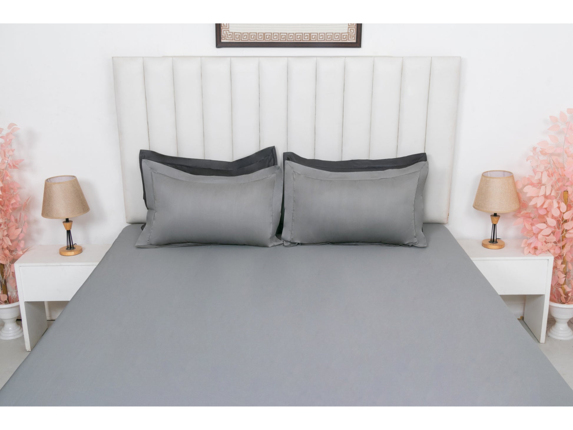 PLAIN BEDSHEET 100% COTTON (ASH GREY, 3PCS) - Bedding Bliss