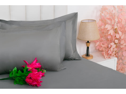 PLAIN BEDSHEET 100% COTTON (ASH GREY, 3PCS) - Bedding Bliss