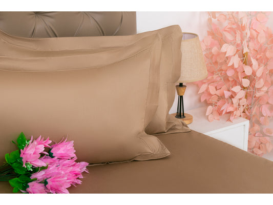 PLAIN BEDSHEET 100% COTTON (TAUPE, 3PCS) - Bedding Bliss