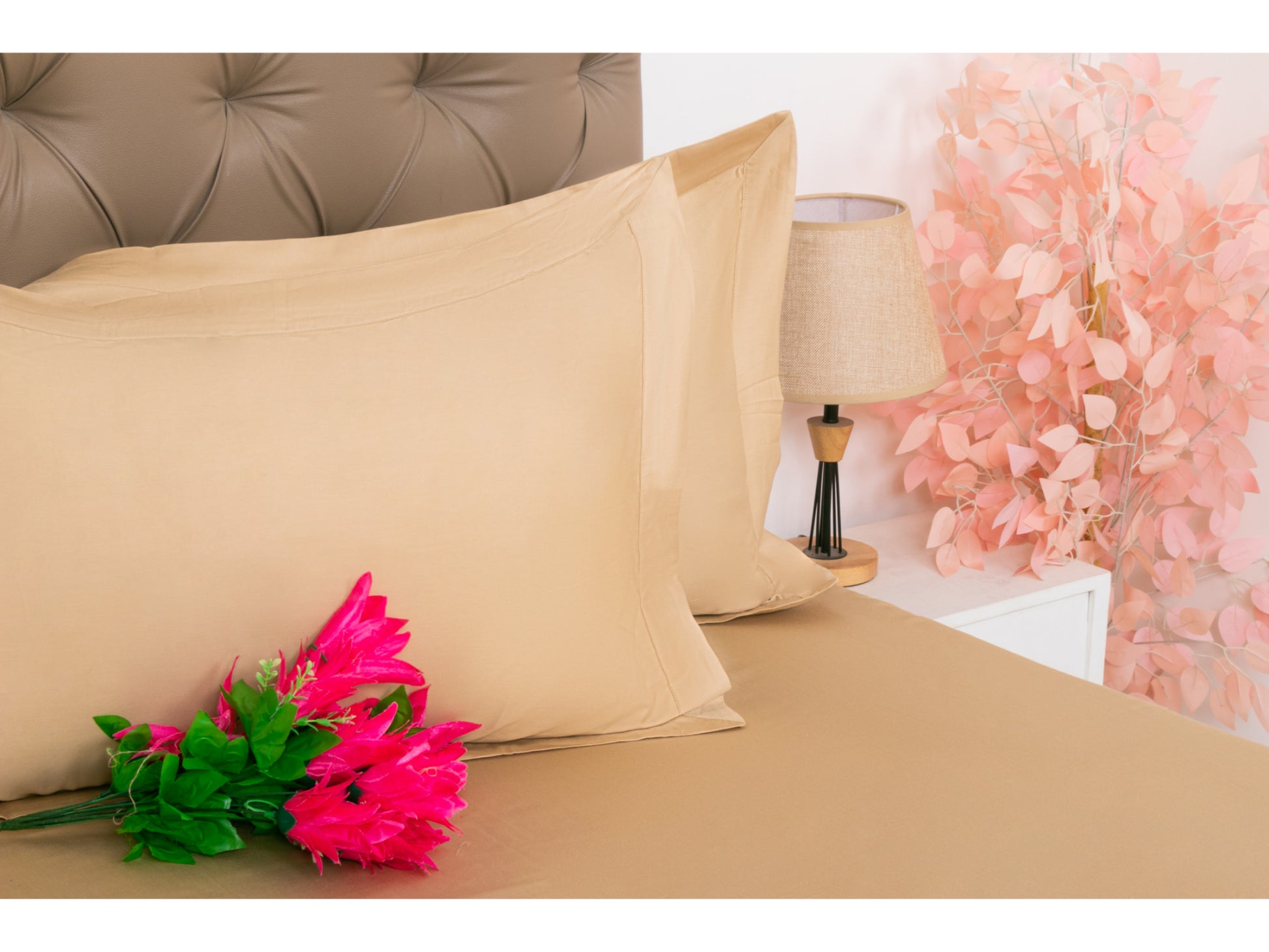 PLAIN BEDSHEET 100% COTTON (BEIGE, 3PCS) - Bedding Bliss