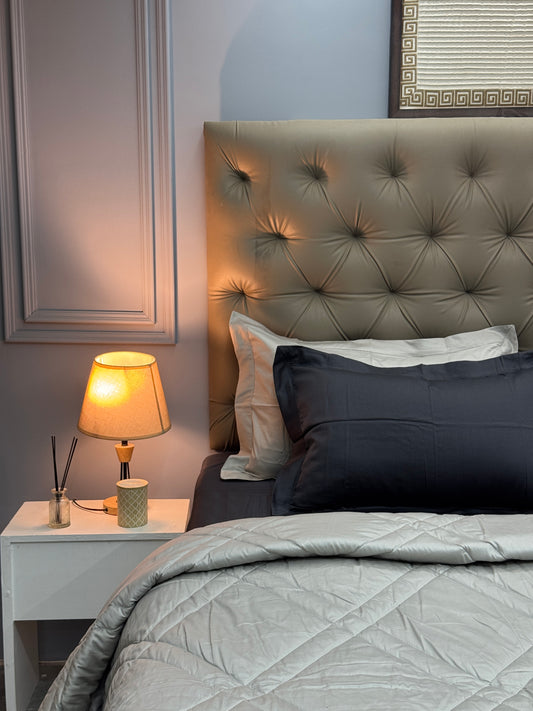 PREMIUM BEDSHEET WITH COMFORTER SET (SMOKE GREY, 6 PCS) - Bedding Bliss