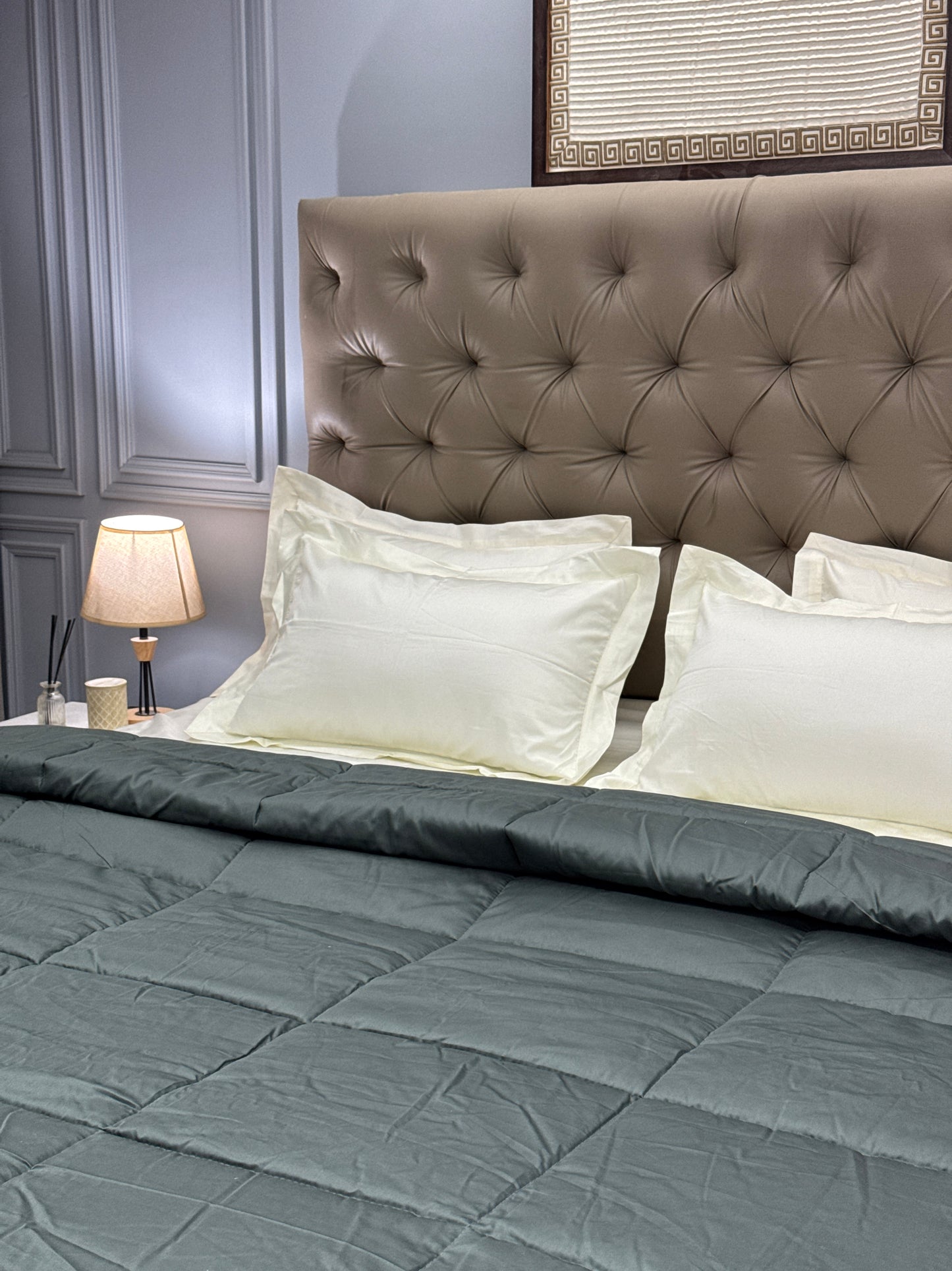 PREMIUM BEDSHEET WITH COMFORTER SET (OCEAN GREEN, 6 PCS)