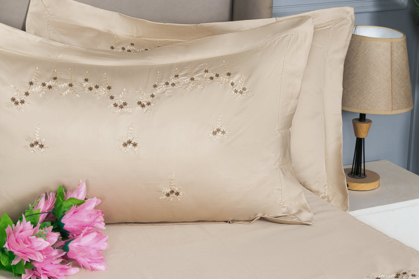 EMBROIDERY BEDSHEET 100% COTTON (3PCS) - Bedding Bliss