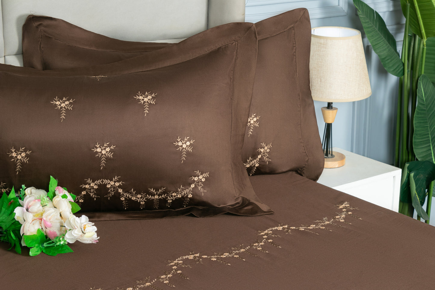 EMBROIDERY BEDSHEET 100% COTTON (3PCS) - Bedding Bliss