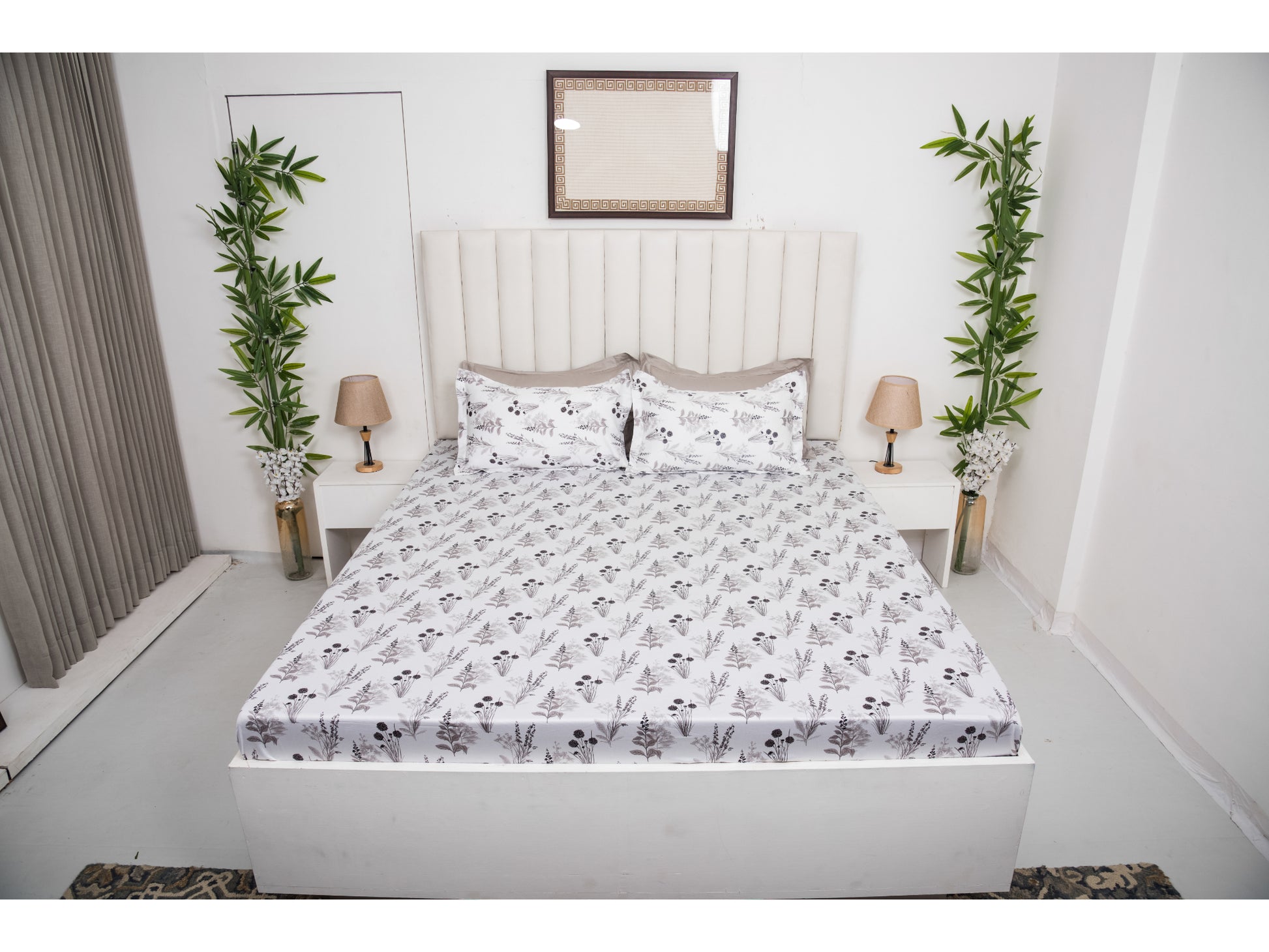 GUARANTEED PRINTED BEDSHEET 100% COTTON (3PCS,WHITE) - Bedding Bliss