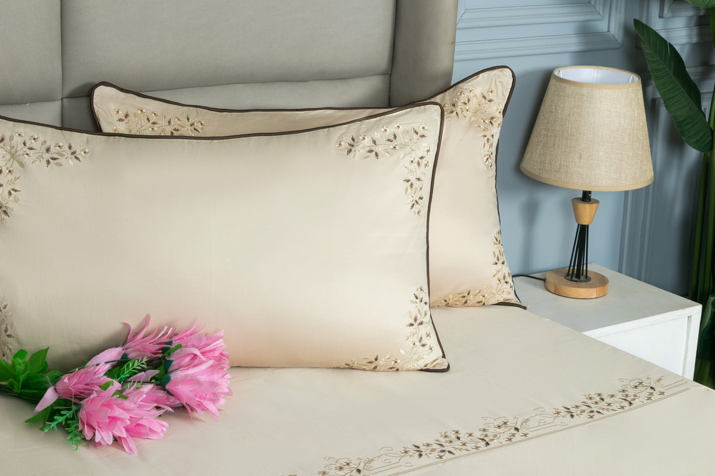 EMBROIDERY BEDSHEET 100% COTTON (3PCS) - Bedding Bliss