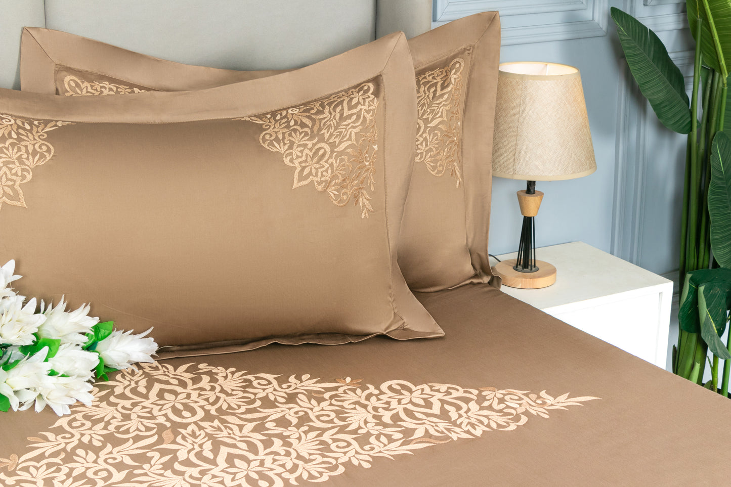 EMBROIDERY BEDSHEET 100% COTTON (3PCS) - Bedding Bliss